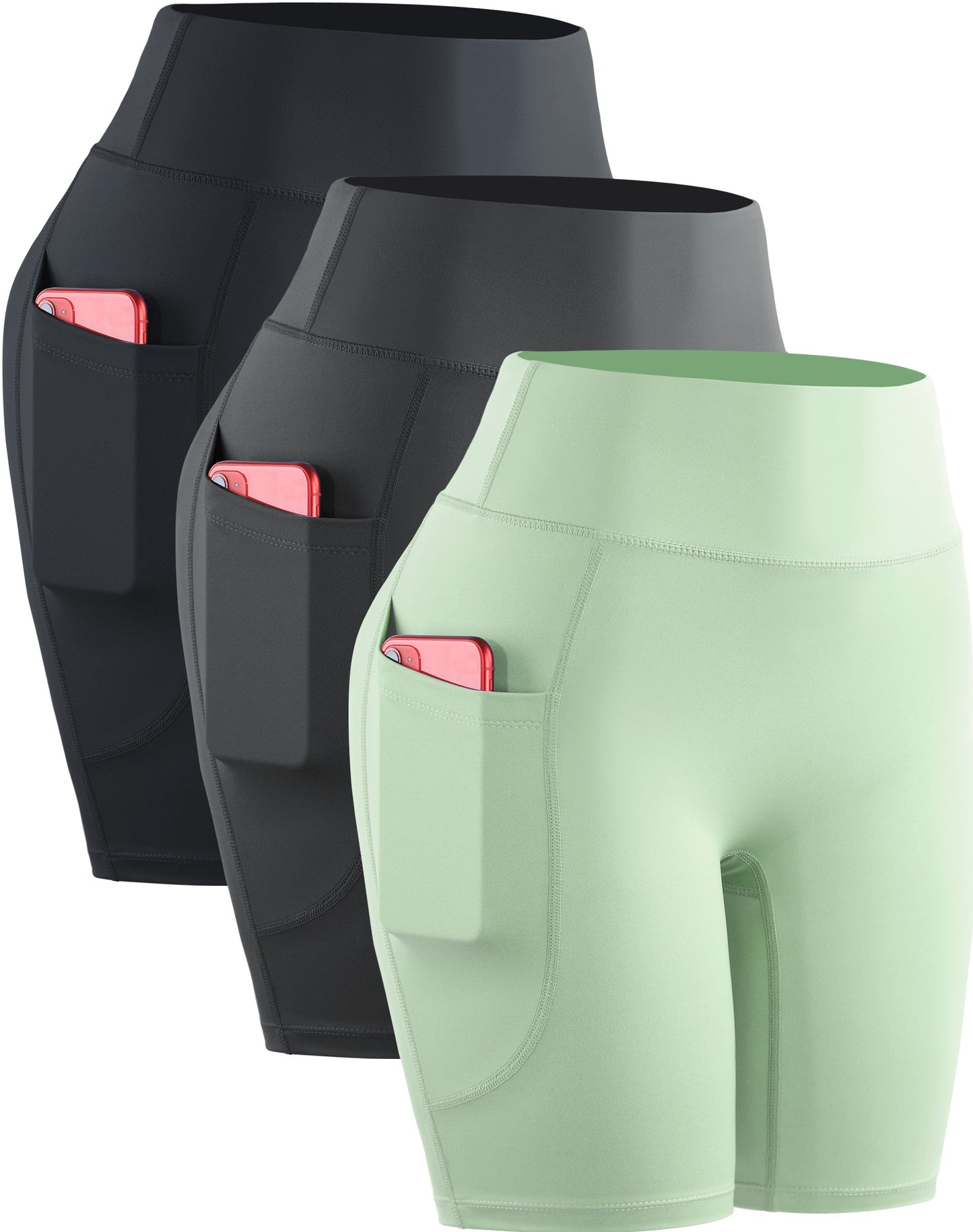 NELEUS Womens High Waist Yoga Shorts for Workout Compression with Pockets,3 packs