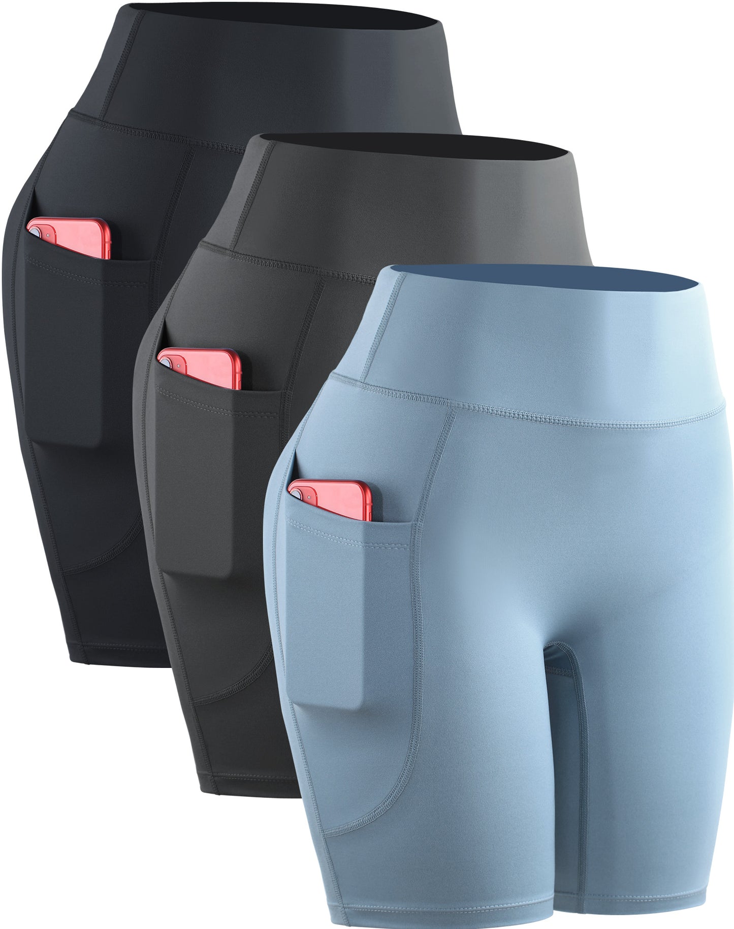 NELEUS Womens High Waist Yoga Shorts for Workout Compression with Pockets,3 packs