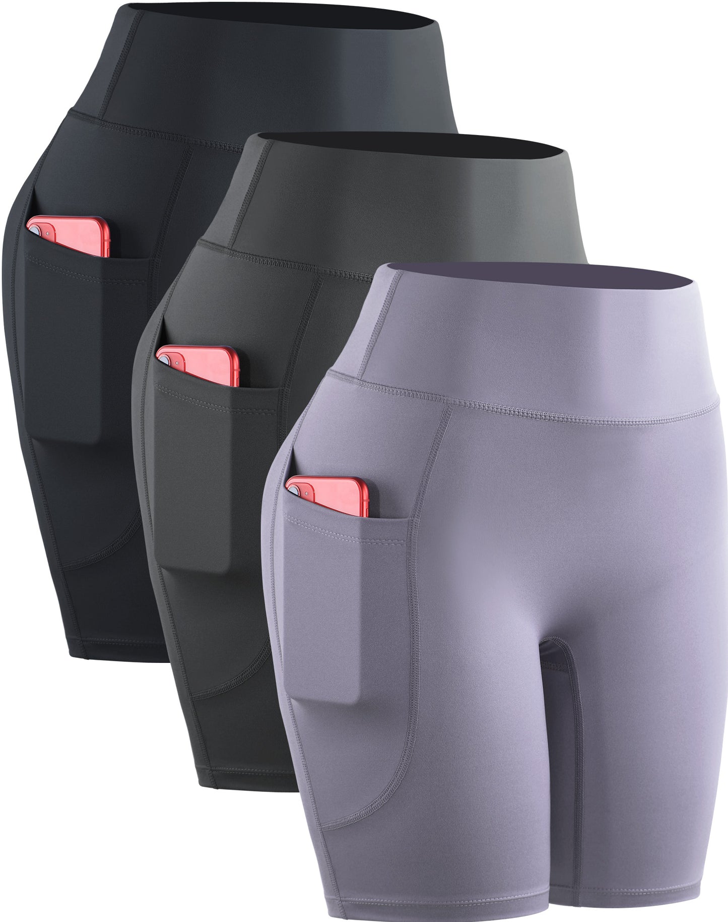 NELEUS Womens High Waist Yoga Shorts for Workout Compression with Pockets,3 packs