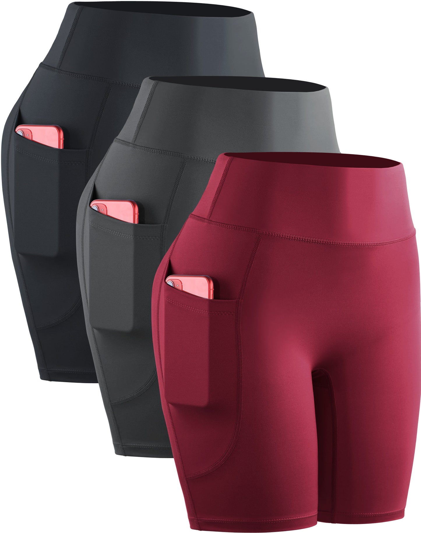 NELEUS Womens High Waist Yoga Shorts for Workout Compression with Pockets,3 packs
