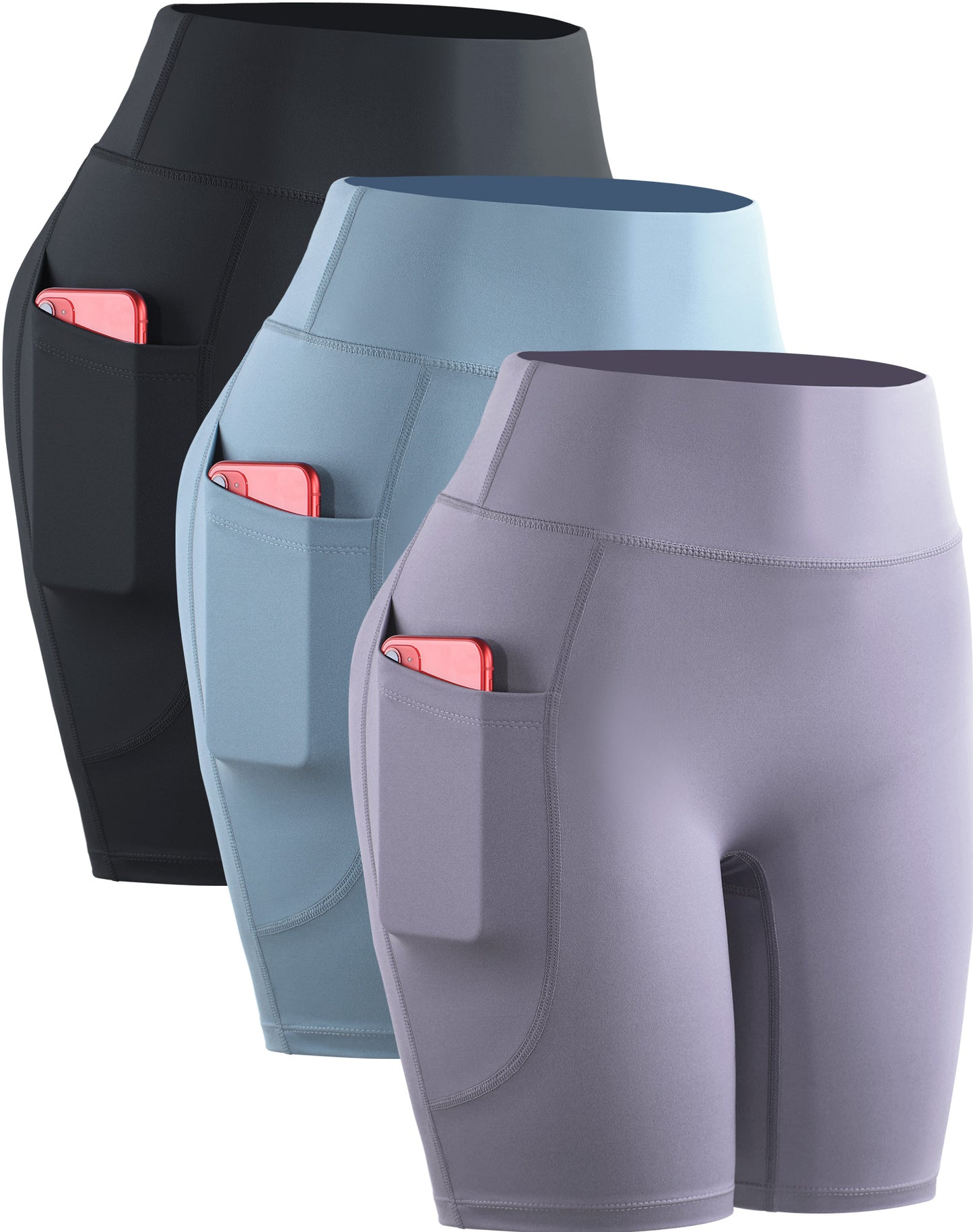 NELEUS Womens High Waist Yoga Shorts for Workout Compression with Pockets,3 packs