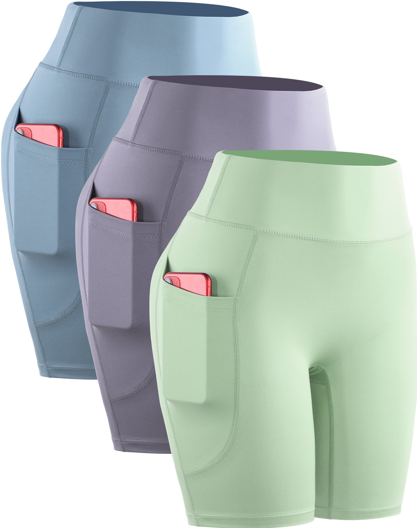 NELEUS Womens High Waist Yoga Shorts for Workout Compression with Pockets,3 packs