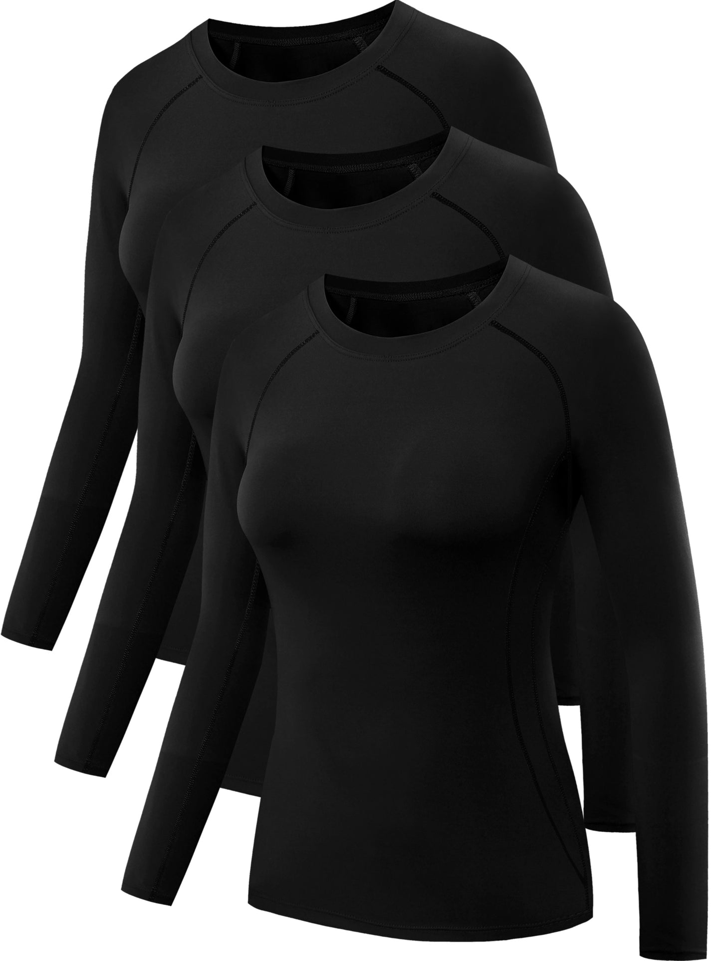 NELEUS Womens Athletic Compression Long Sleeve Yoga T Shirt Dry Fit 3 Pack