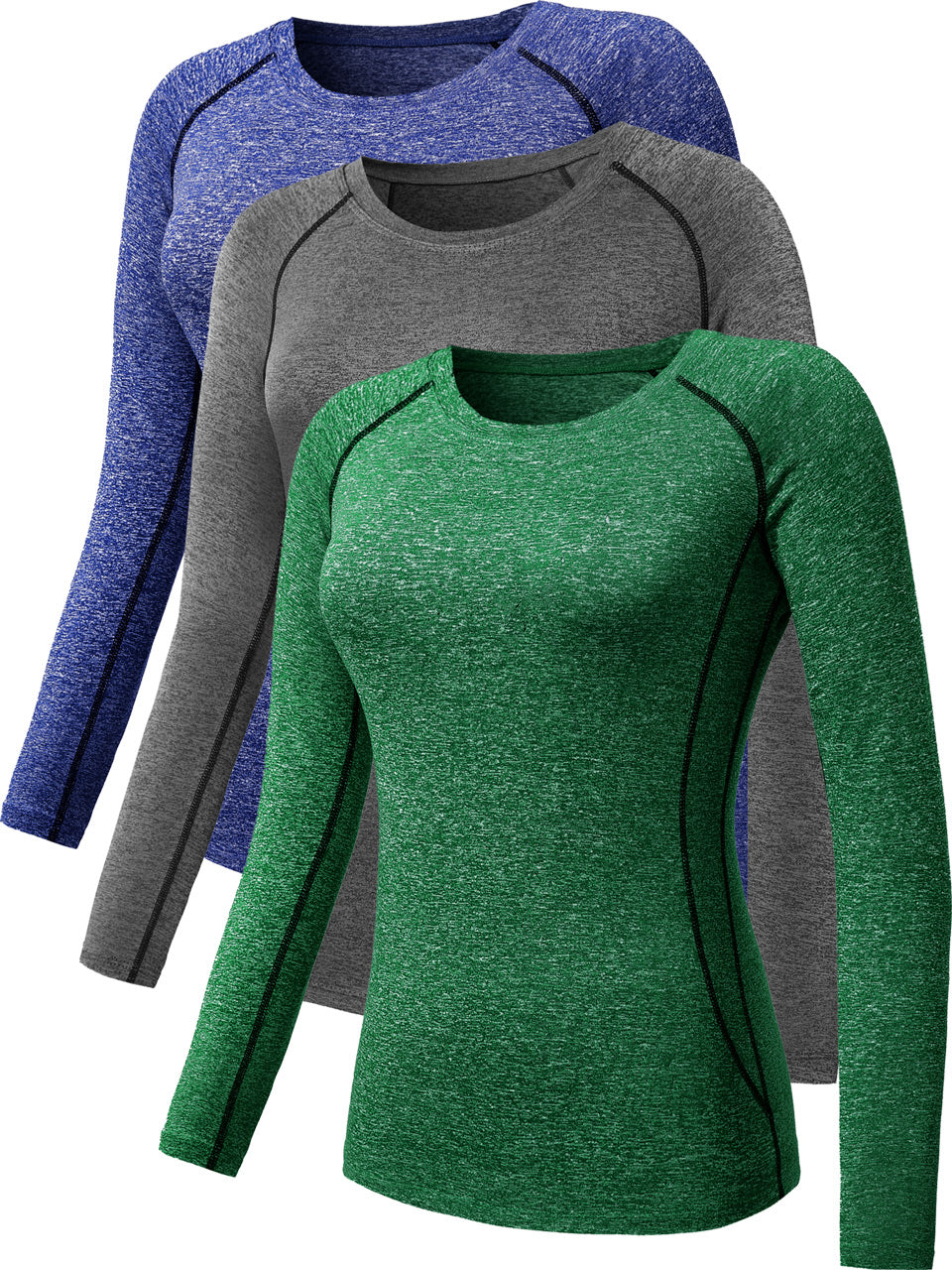 NELEUS Womens Athletic Compression Long Sleeve Yoga T Shirt Dry Fit 3 Pack