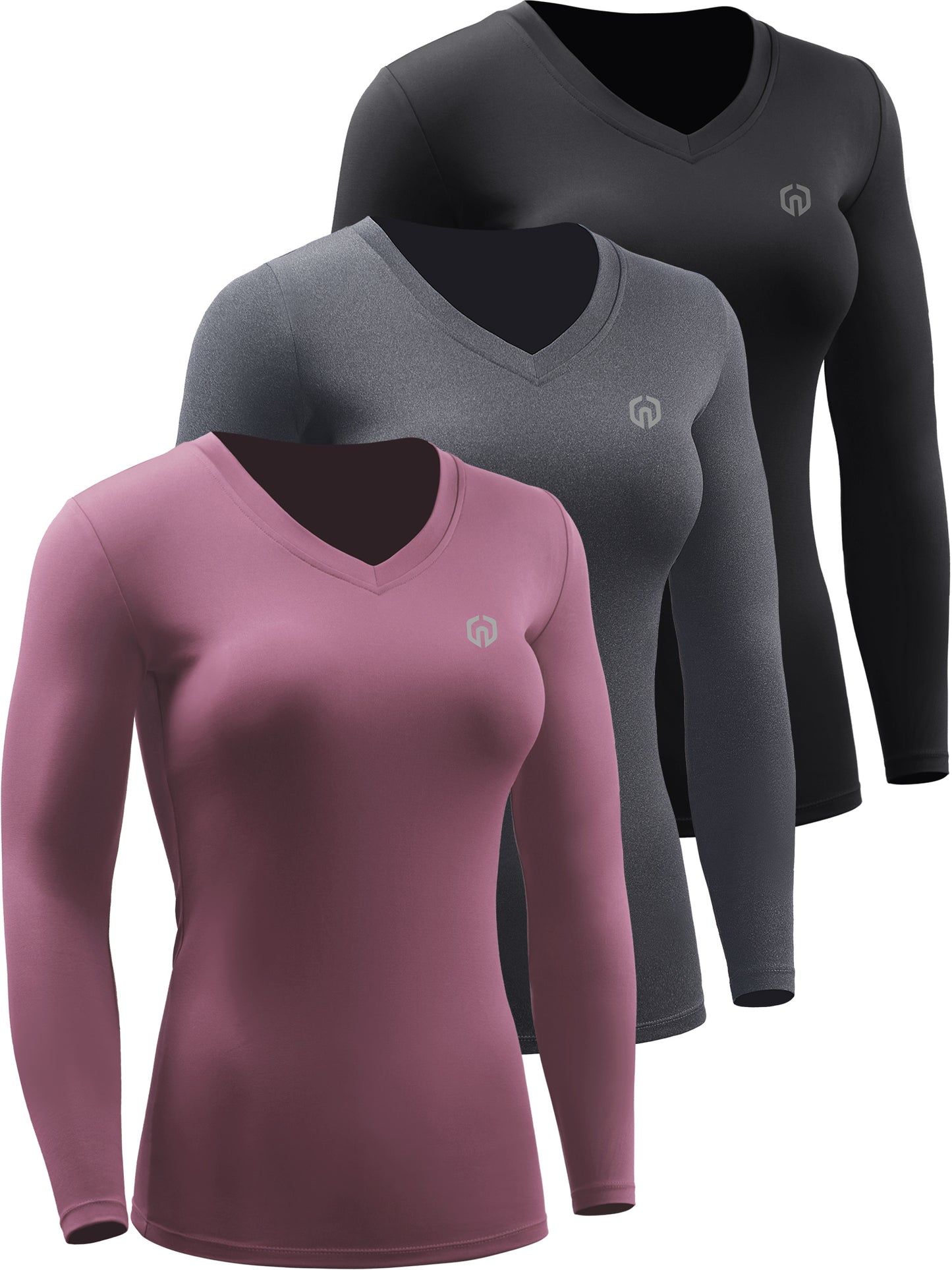 NELEUS Womens Compression Shirts Long Sleeve Workout Yoga T Shirt V Neck 3 Pack