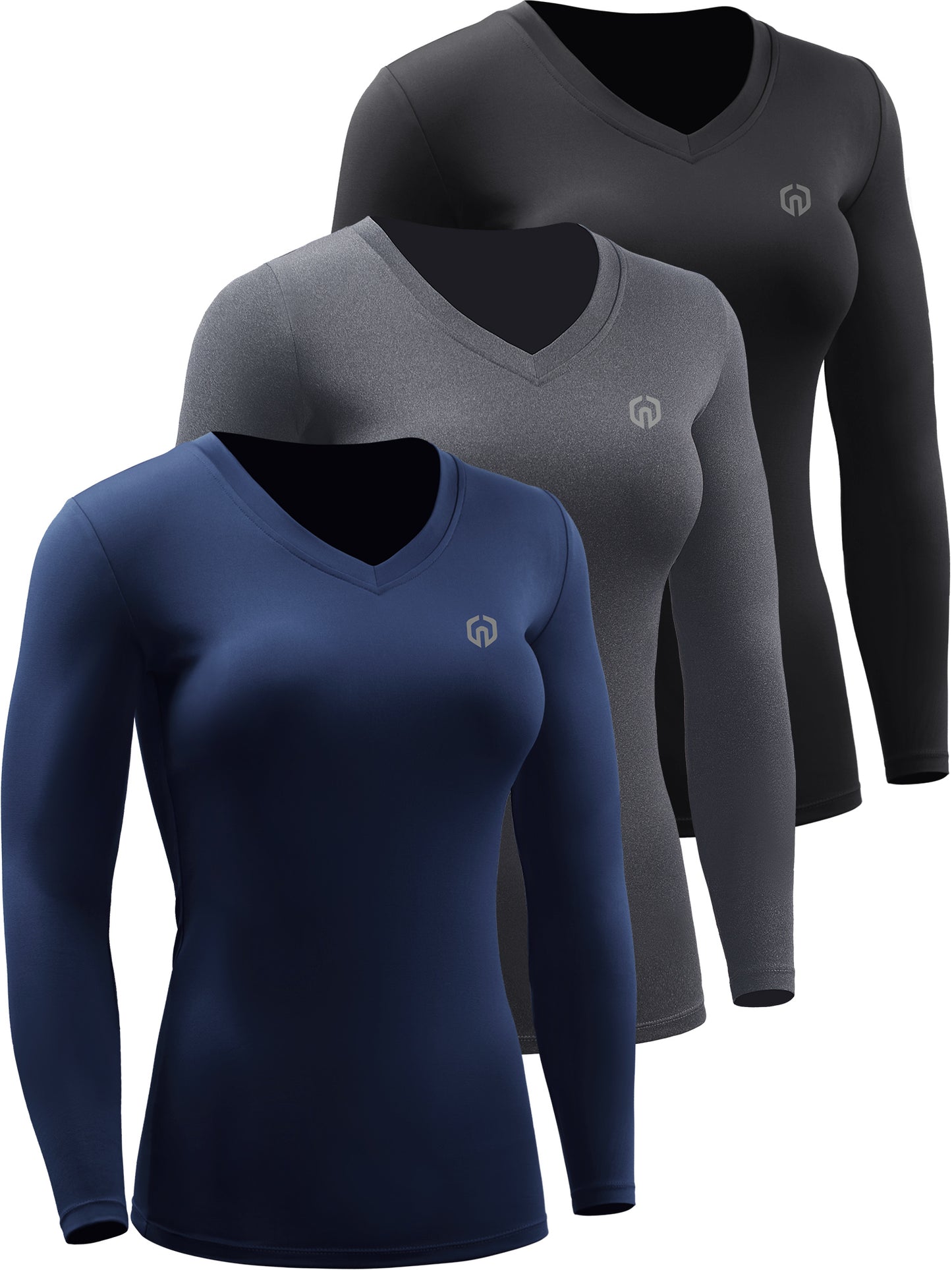 NELEUS Womens Compression Shirts Long Sleeve Workout Yoga T Shirt V Neck 3 Pack