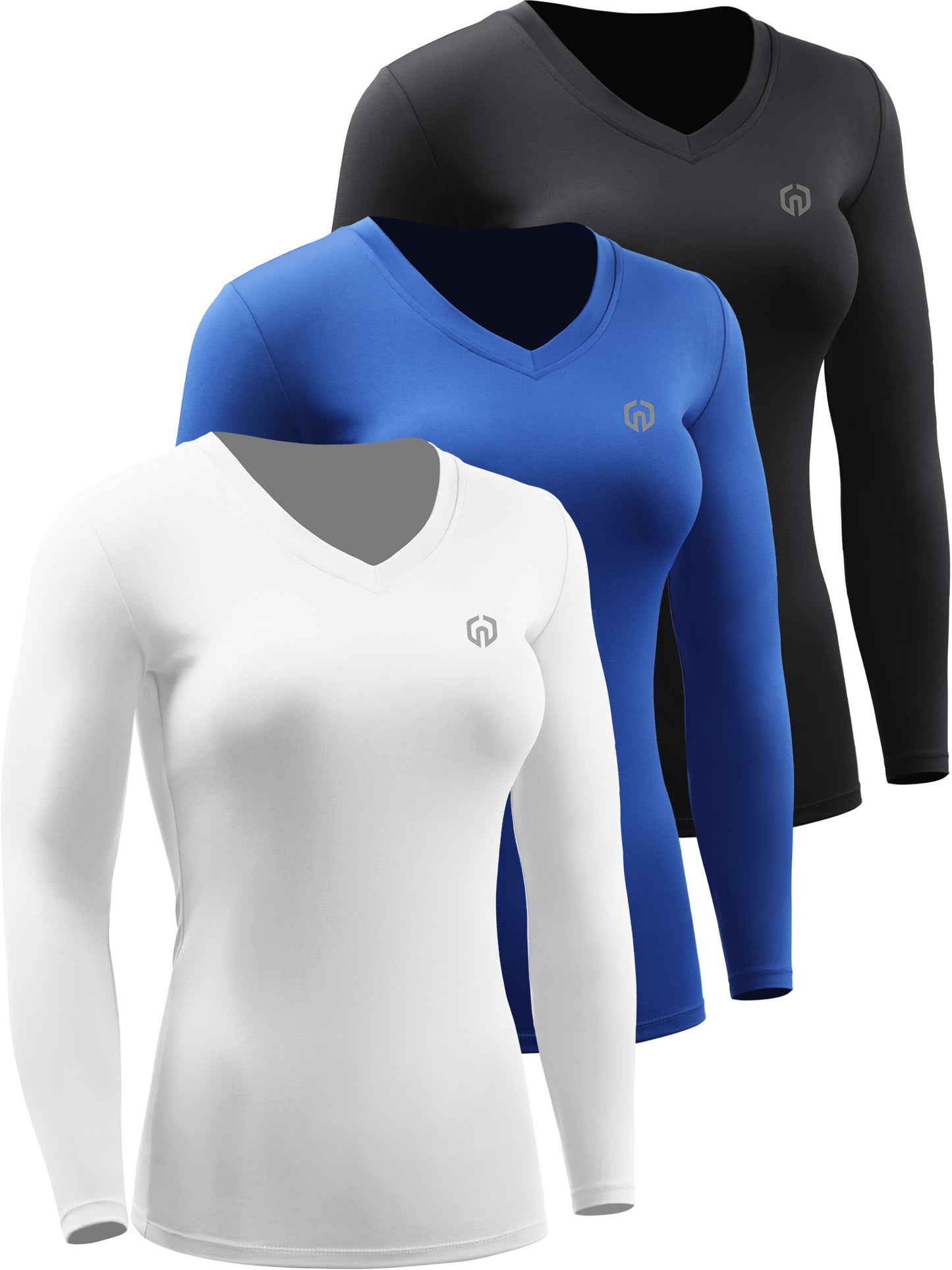 NELEUS Womens Compression Shirts Long Sleeve Workout Yoga T Shirt V Neck 3 Pack