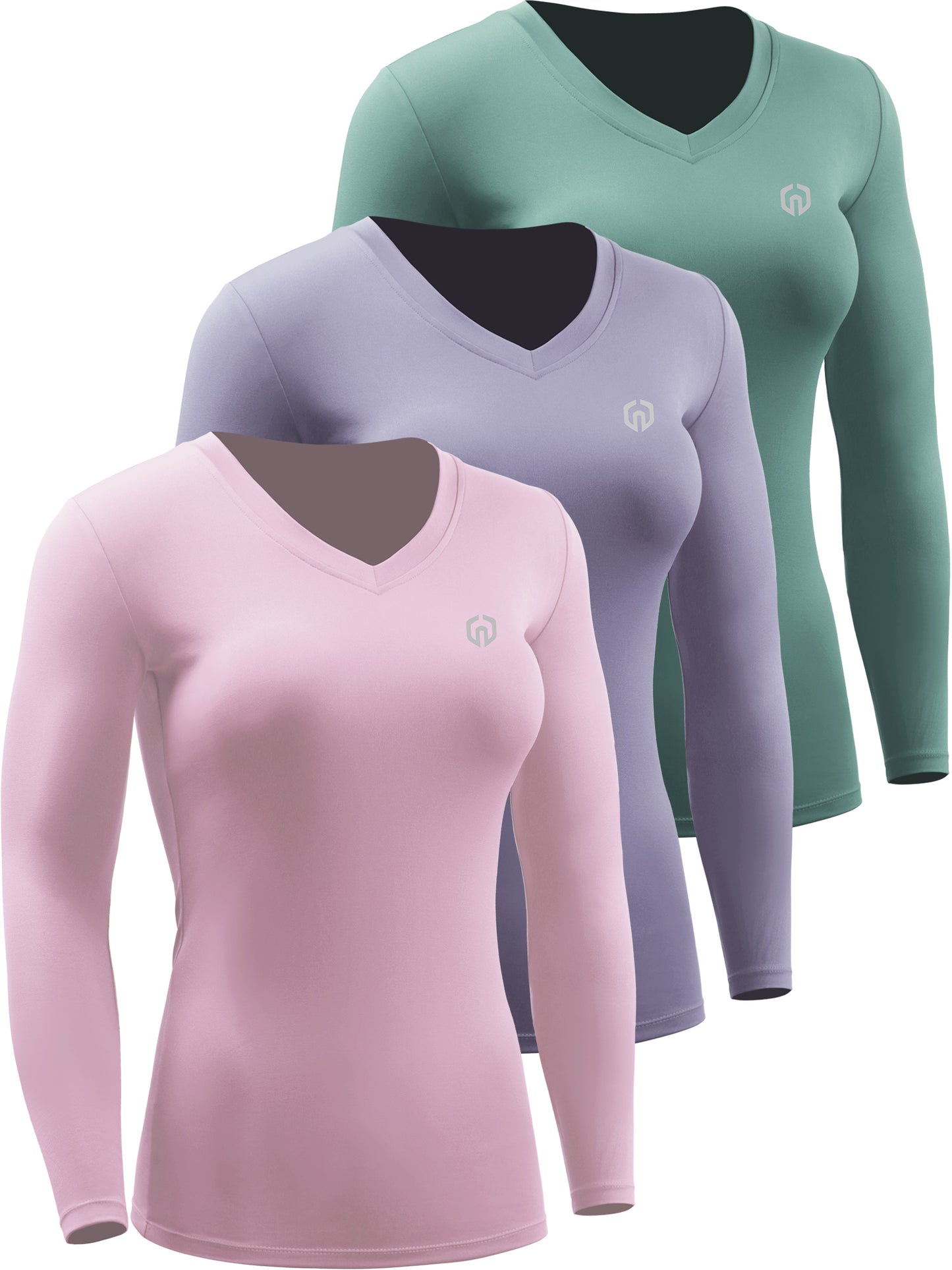 NELEUS Womens Compression Shirts Long Sleeve Workout Yoga T Shirt V Neck 3 Pack