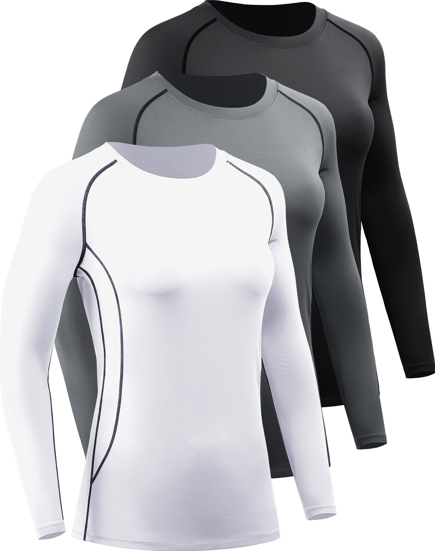 NELEUS Womens Athletic Compression Long Sleeve Yoga T Shirt Dry Fit 3 Pack