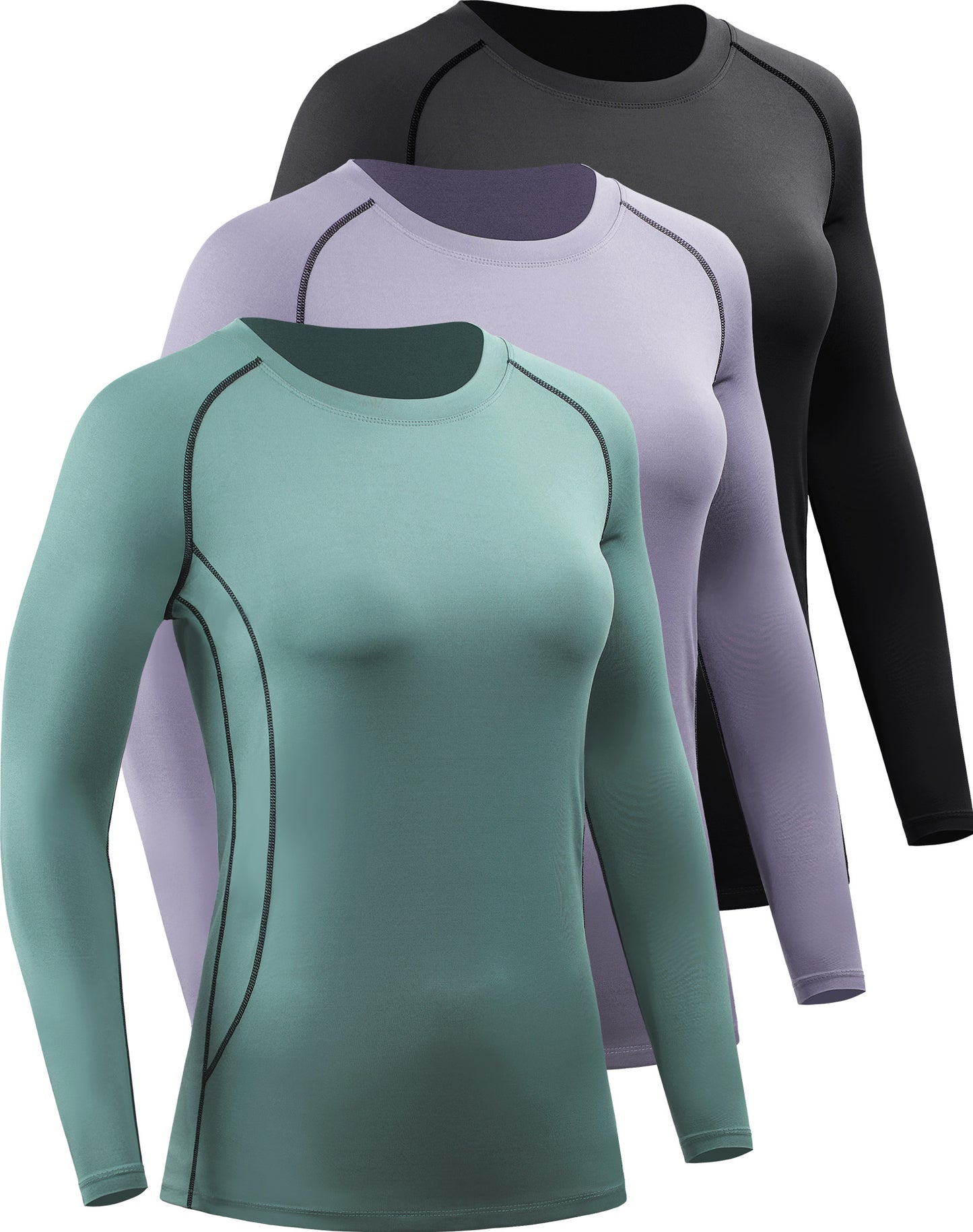 NELEUS Womens Athletic Compression Long Sleeve Yoga T Shirt Dry Fit 3 Pack