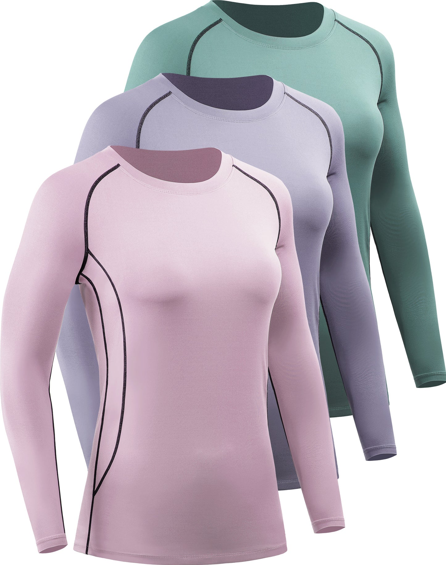 NELEUS Womens Athletic Compression Long Sleeve Yoga T Shirt Dry Fit 3 Pack