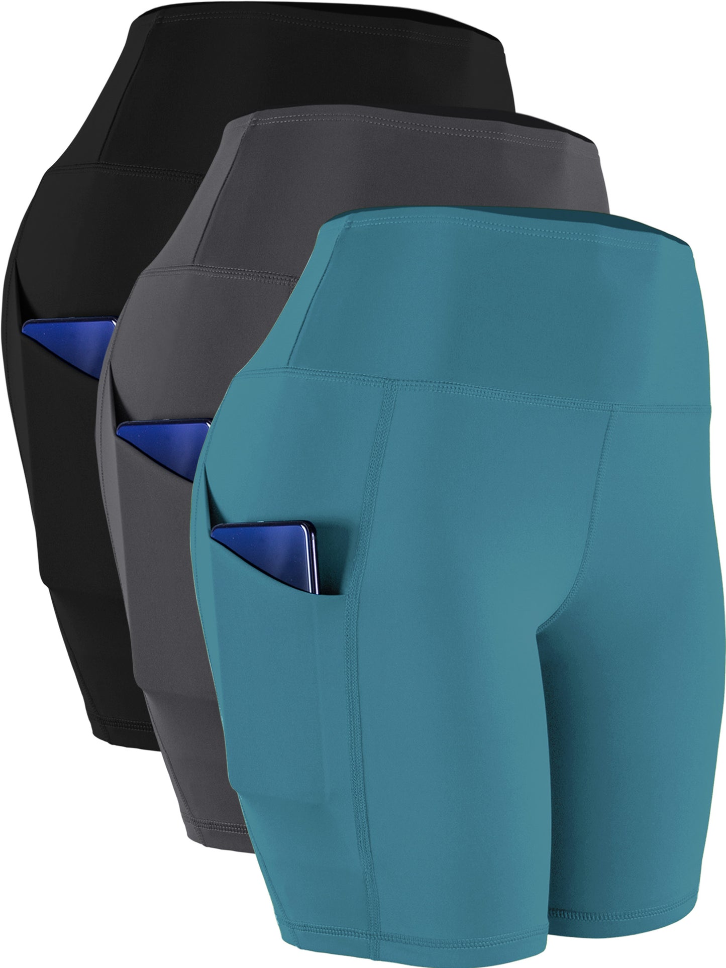 NELEUS Womens High Waist Yoga Shorts for Bike Running Two Side Pockets
