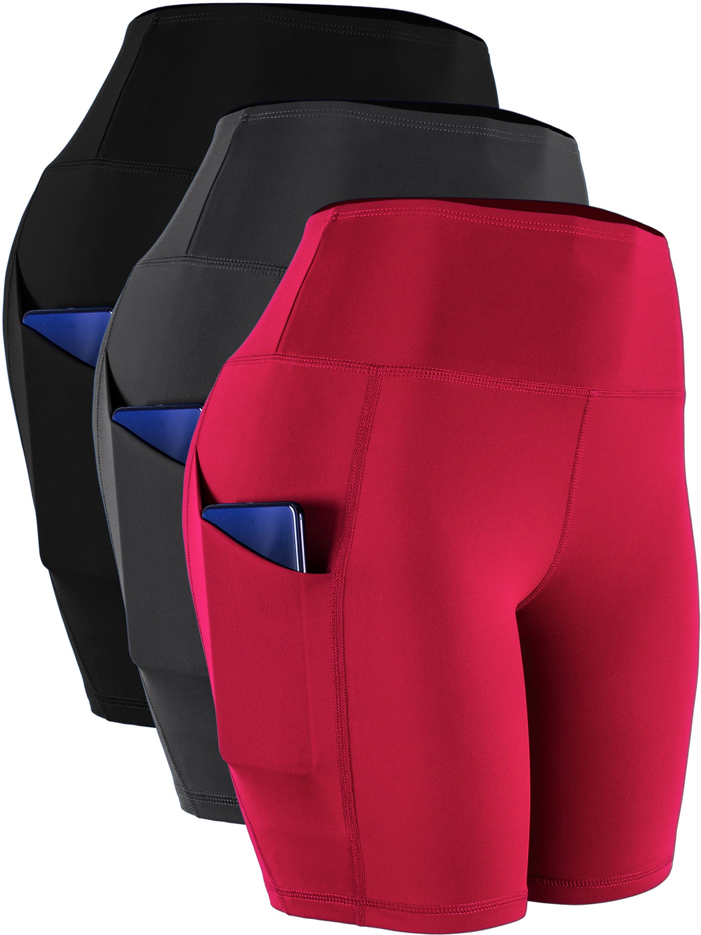 NELEUS Womens High Waist Yoga Shorts for Bike Running Two Side Pockets