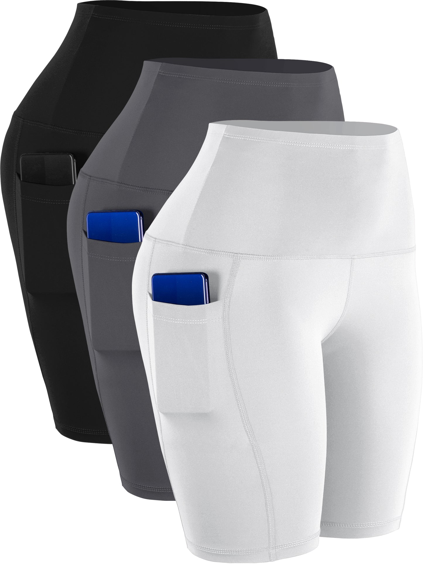 NELEUS Womens 9" Bike Compression Short High Waist for Yoga Workout with Big Pockets 3 Pack
