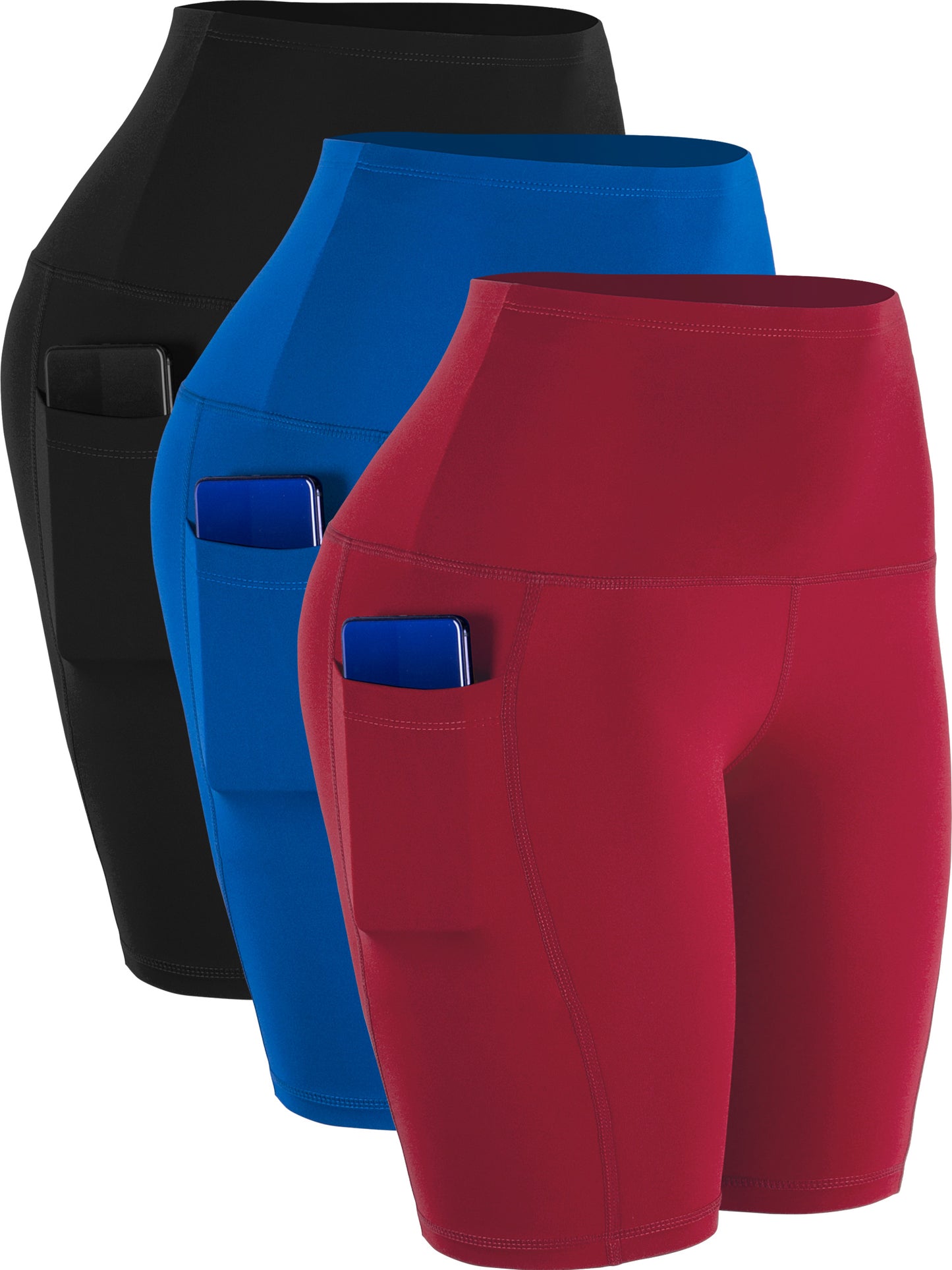 NELEUS Womens 9" Bike Compression Short High Waist for Yoga Workout with Big Pockets 3 Pack