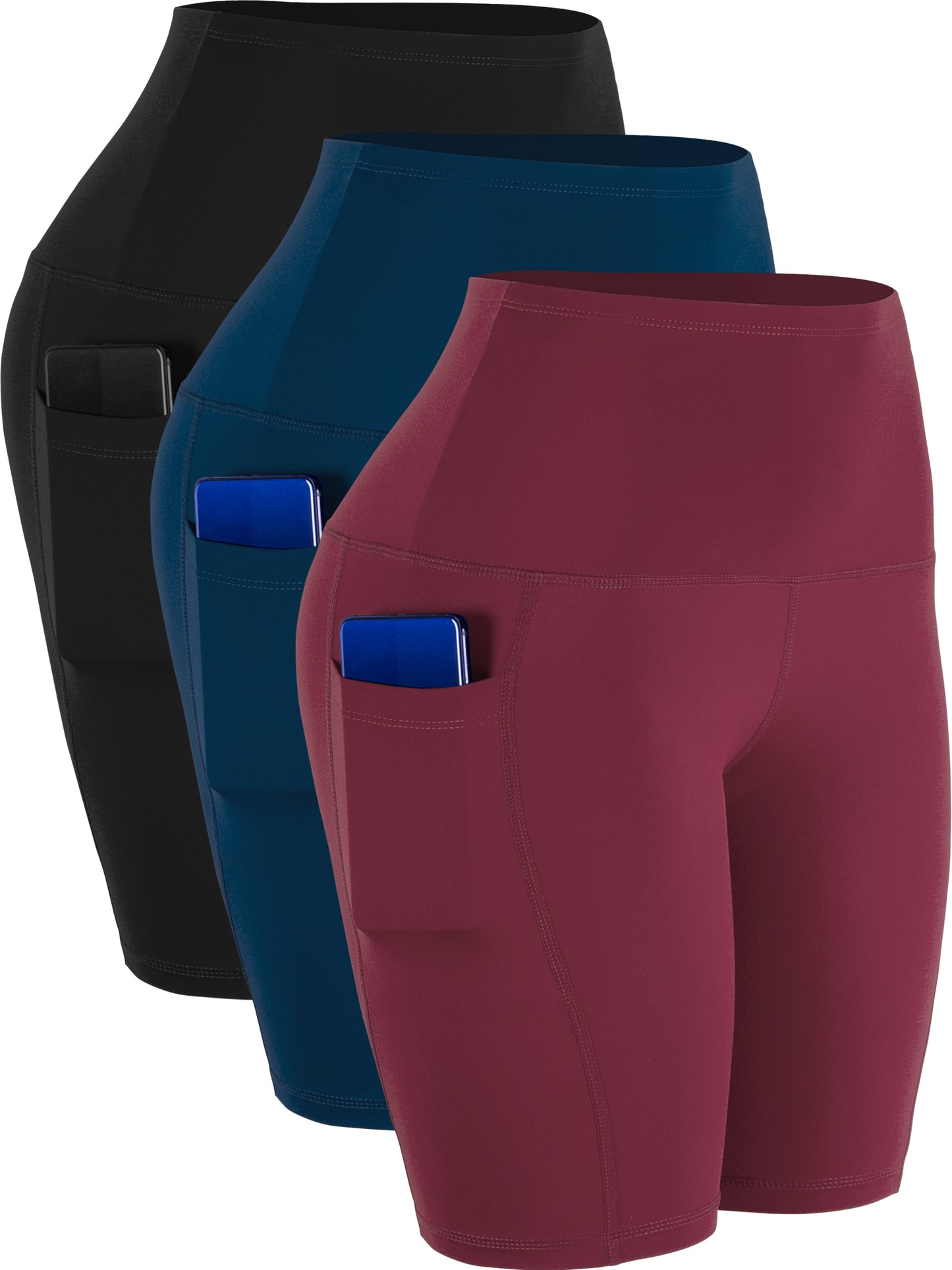 NELEUS Womens 9" Bike Compression Short High Waist for Yoga Workout with Big Pockets 3 Pack