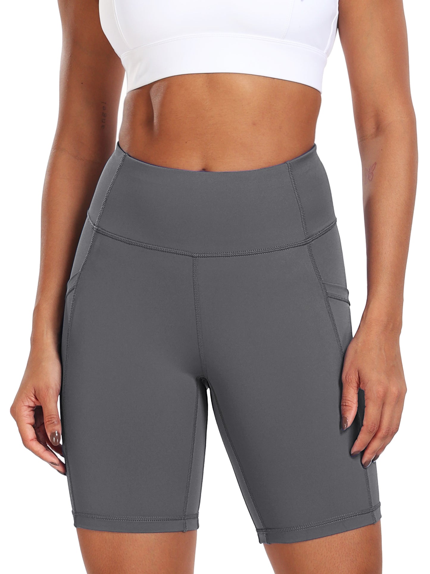 NELEUS Womens 8" High Waist Workout Biker Shorts Yoga Running Athletic Shorts with Pockets