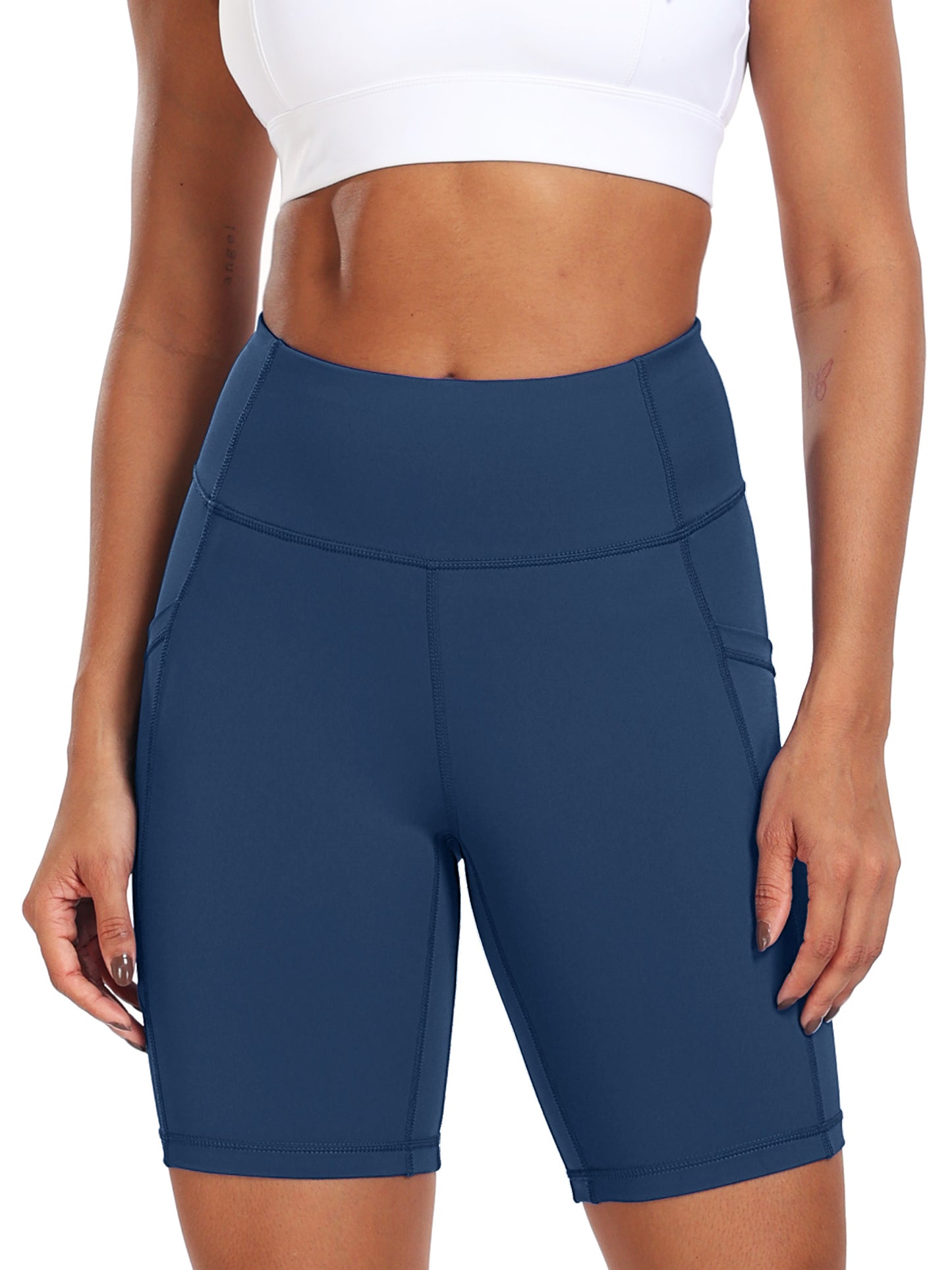 NELEUS Womens 8" High Waist Workout Biker Shorts Yoga Running Athletic Shorts with Pockets