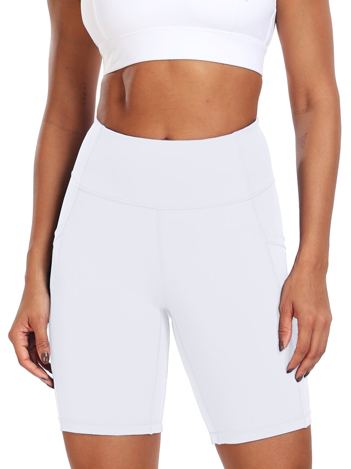 NELEUS Womens 8" High Waist Workout Biker Shorts Yoga Running Athletic Shorts with Pockets