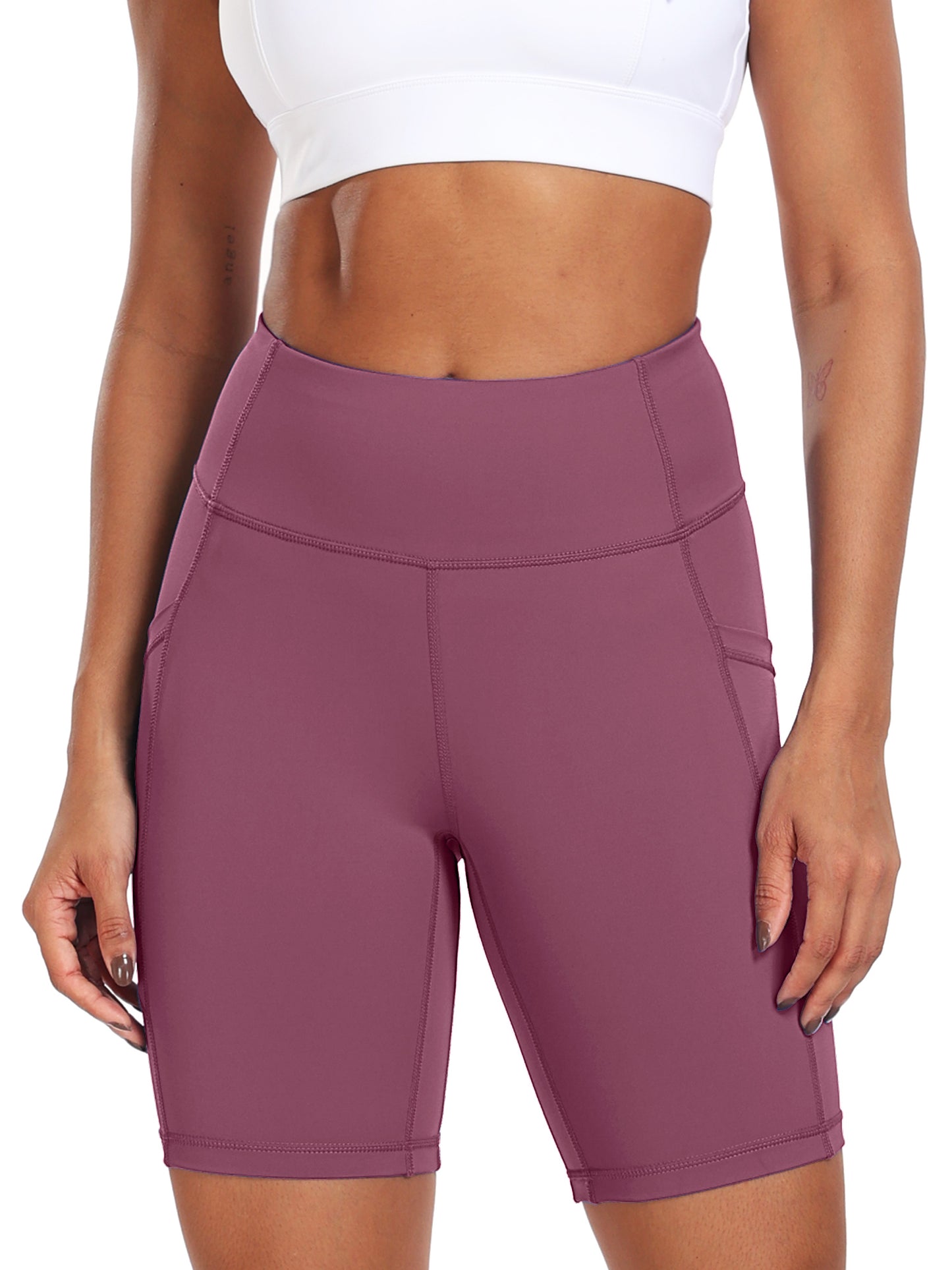 NELEUS Womens 8" High Waist Workout Biker Shorts Yoga Running Athletic Shorts with Pockets