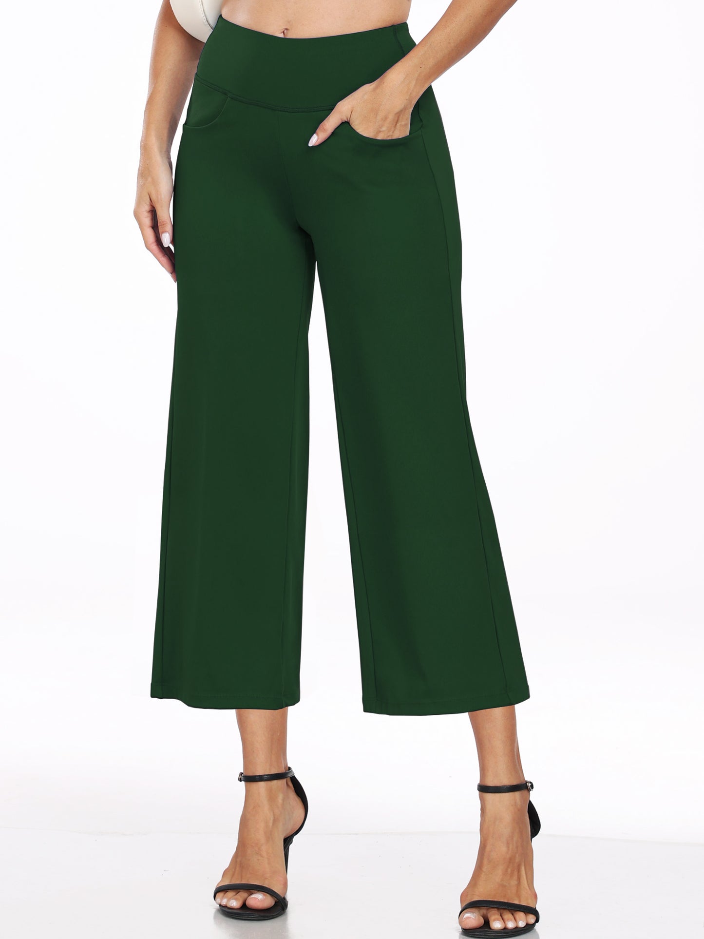 NELEUS Womens 22" Wide Leg Capri Pants Yoga Legging High Waist Cropprd Pants with Pockets