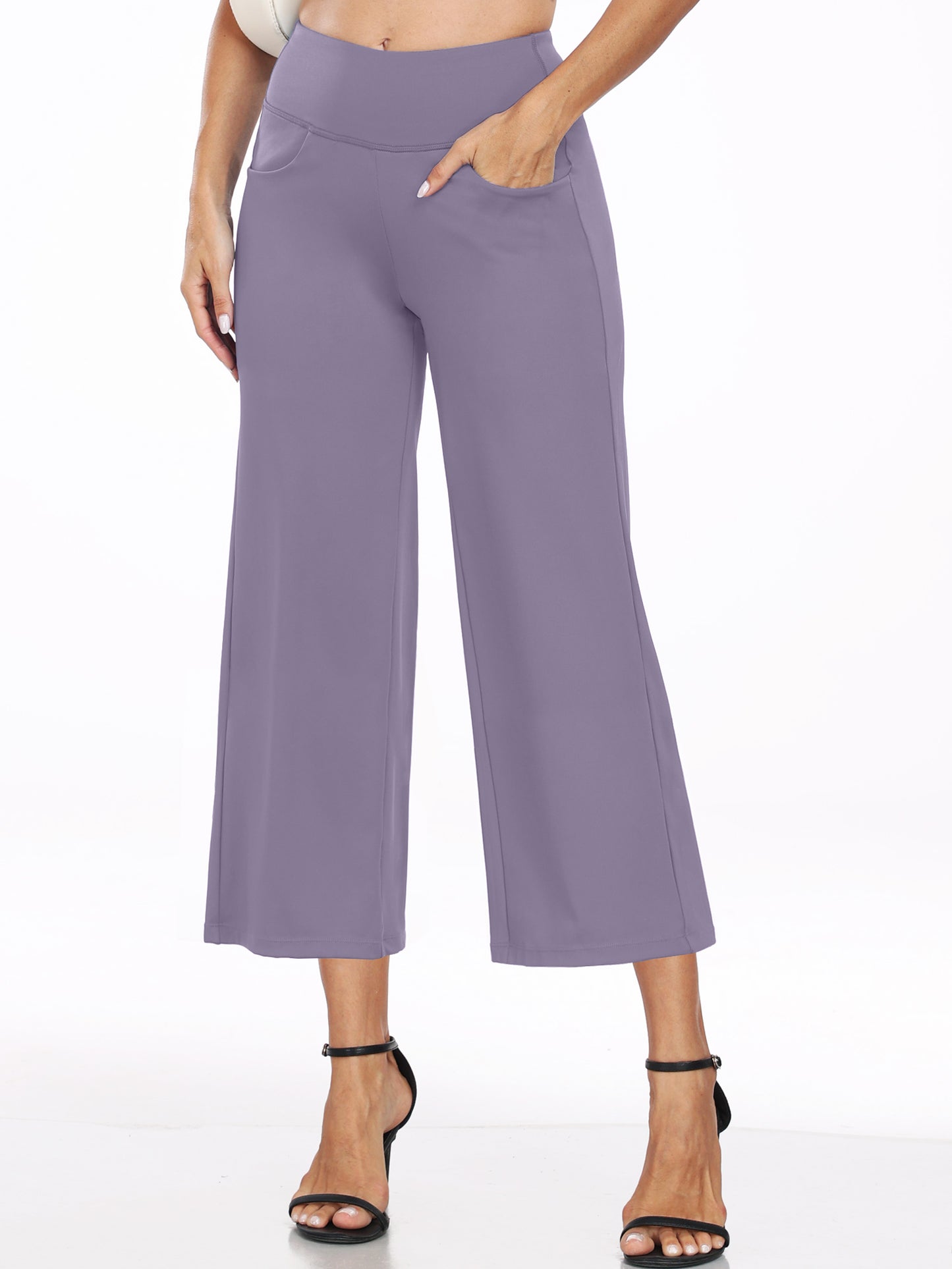 NELEUS Womens 22" Wide Leg Capri Pants Yoga Legging High Waist Cropprd Pants with Pockets