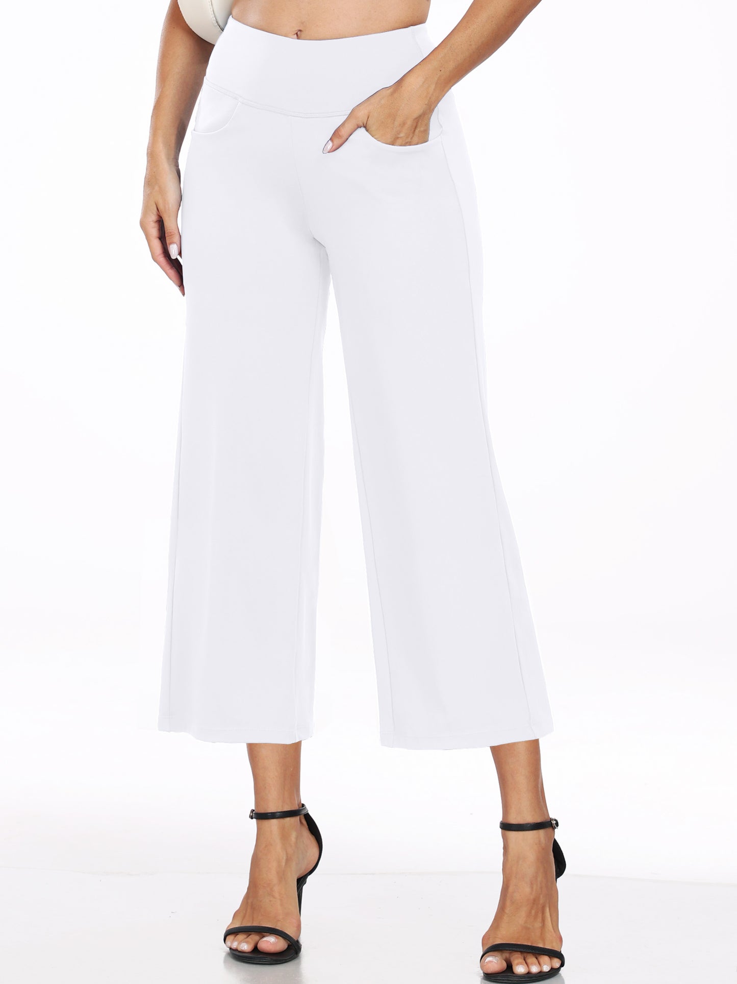 NELEUS Womens 22" Wide Leg Capri Pants Yoga Legging High Waist Cropprd Pants with Pockets