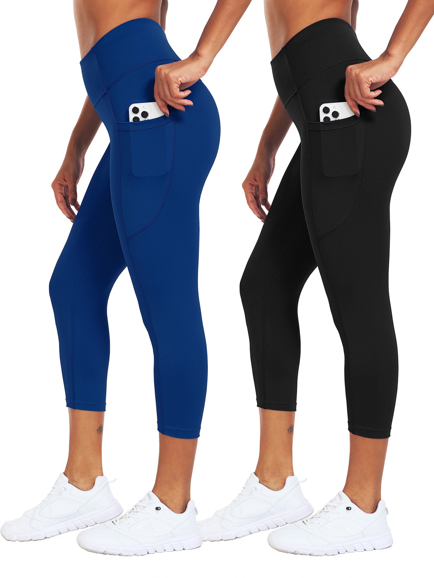 NELEUS Womens High Waist Capri Yoga Leggings Cropped Pant for Workout with Two Pockets