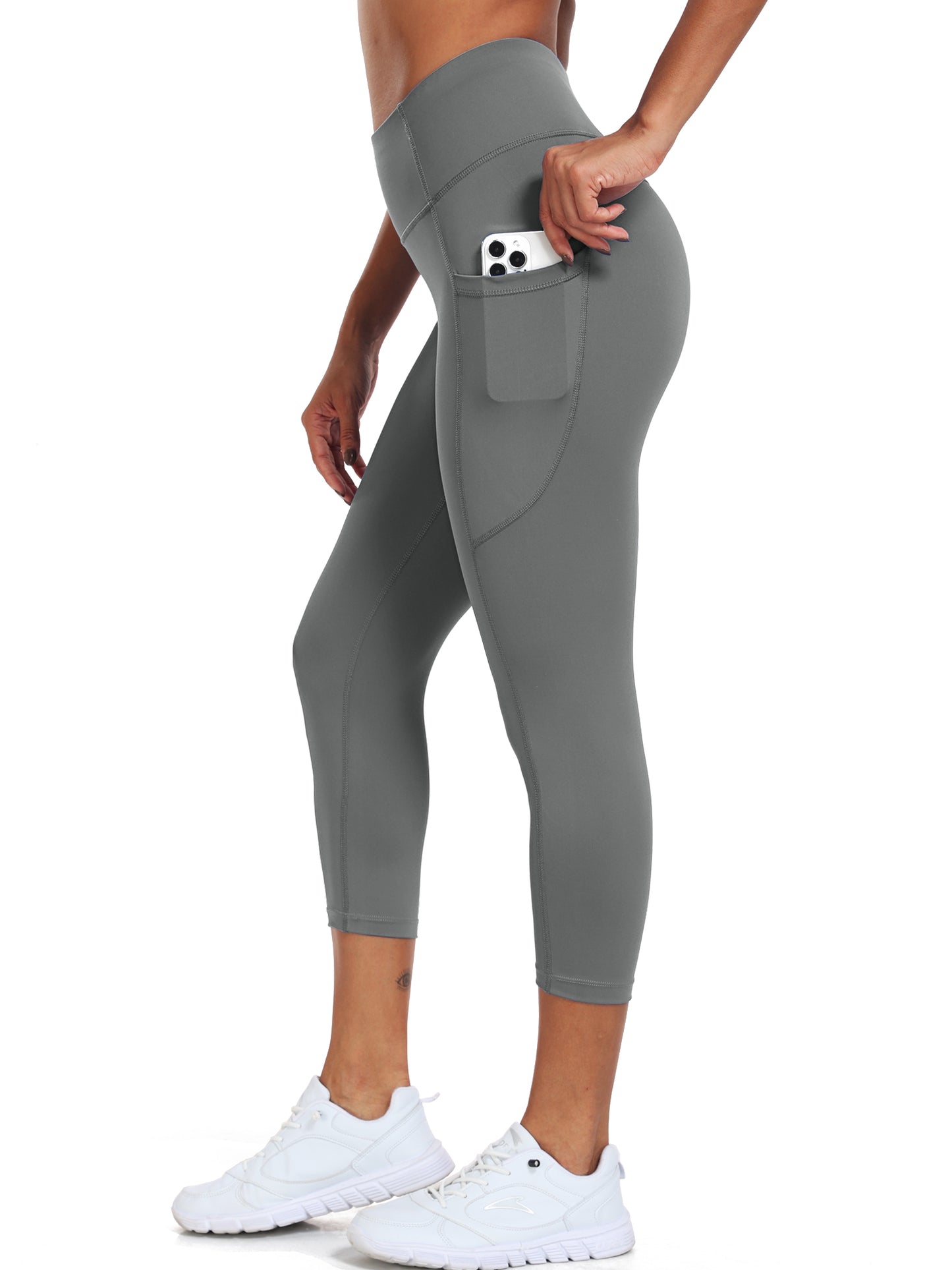 NELEUS Womens High Waist Capri Yoga Leggings Cropped Pant for Workout with Two Pockets