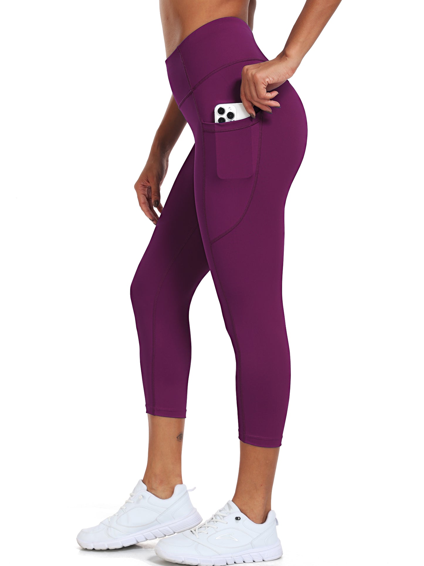 NELEUS Womens High Waist Capri Yoga Leggings Cropped Pant for Workout with Two Pockets