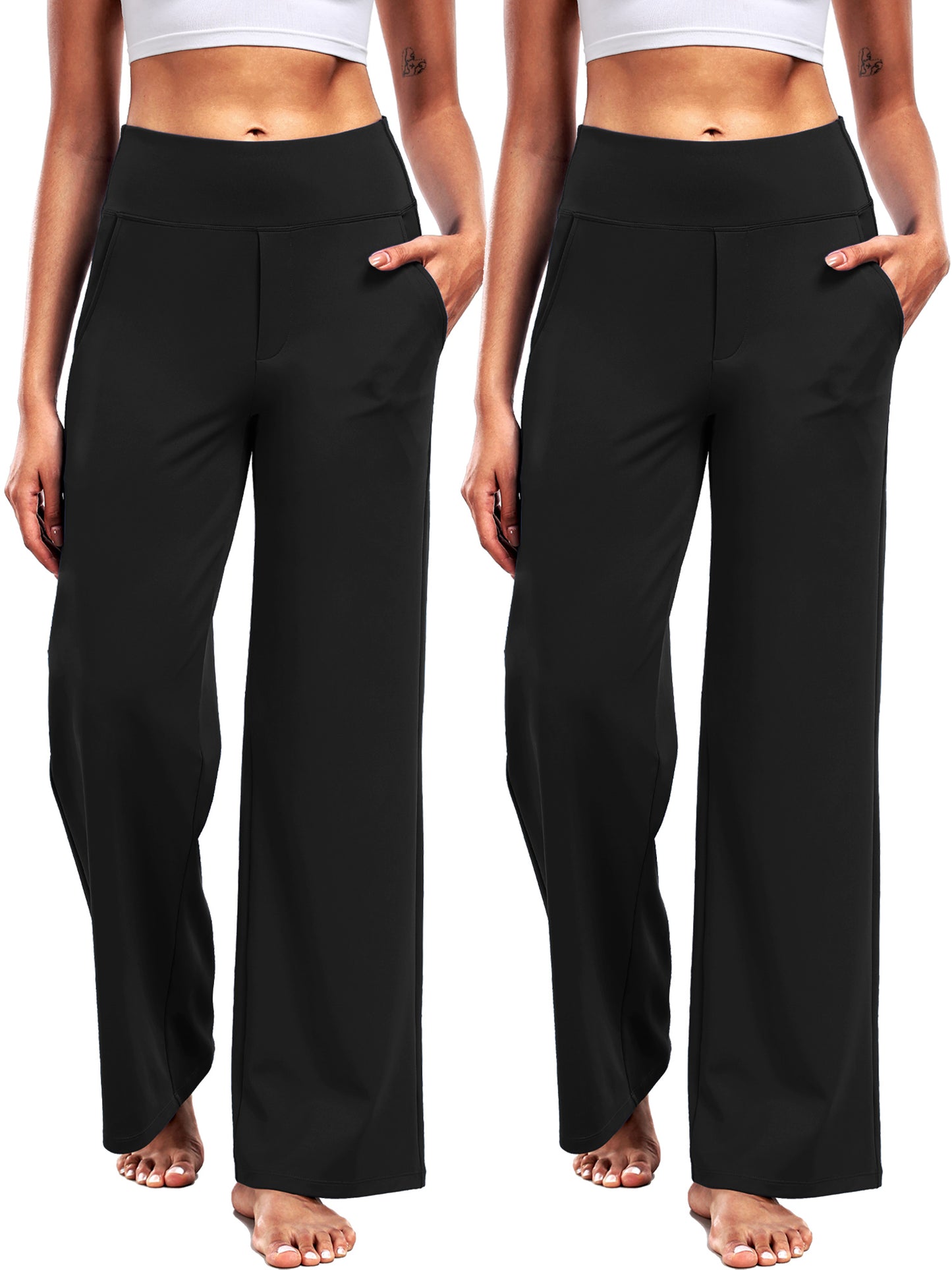 NELEUS Womens 29" Wide Leg Pants Athletic Yoga Leggings Casual Sweatpants Stretch Dress with Pockets