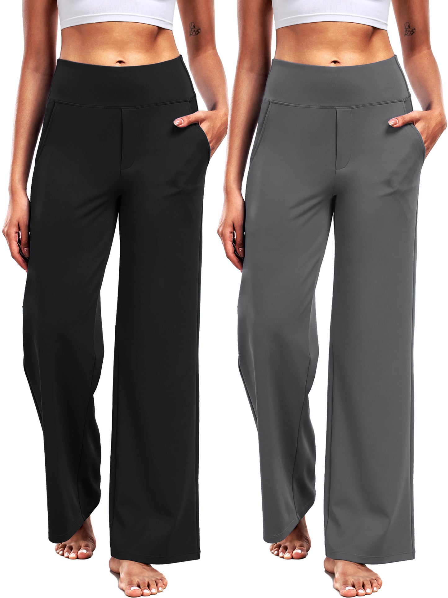 NELEUS Womens 29" Wide Leg Pants Athletic Yoga Leggings Casual Sweatpants Stretch Dress with Pockets