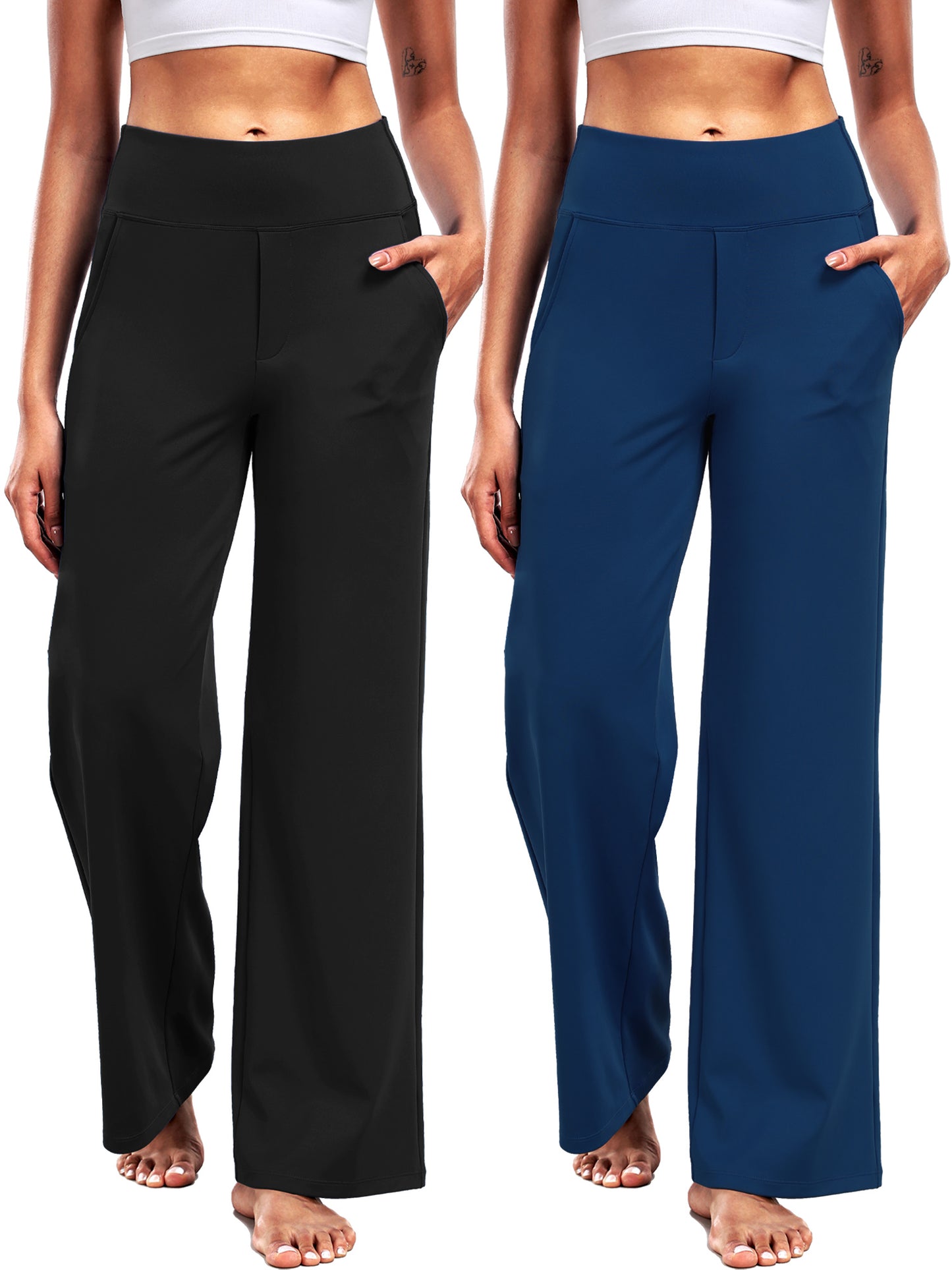 NELEUS Womens 29" Wide Leg Pants Athletic Yoga Leggings Casual Sweatpants Stretch Dress with Pockets