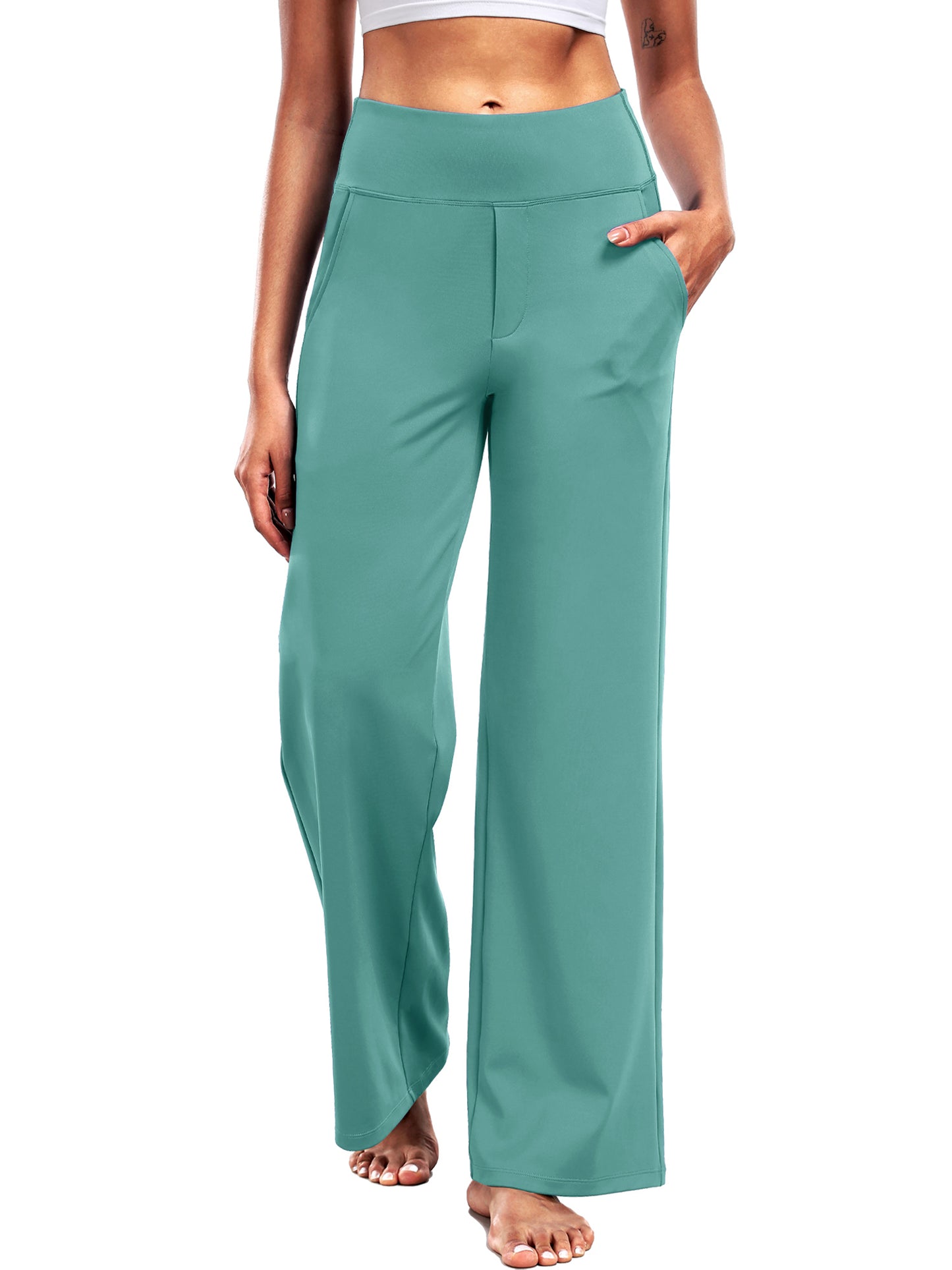 NELEUS Womens 29" Wide Leg Pants Athletic Yoga Leggings Casual Sweatpants Stretch Dress with Pockets