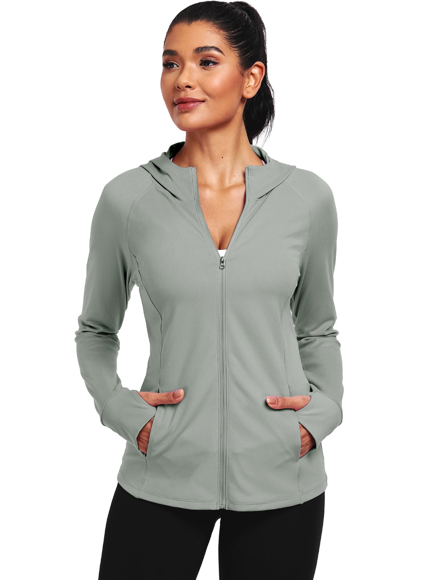 NELEUS Womens Hooded Athletic Jackets Workout Jacket Full Zip with Thumb Holes and Pockets