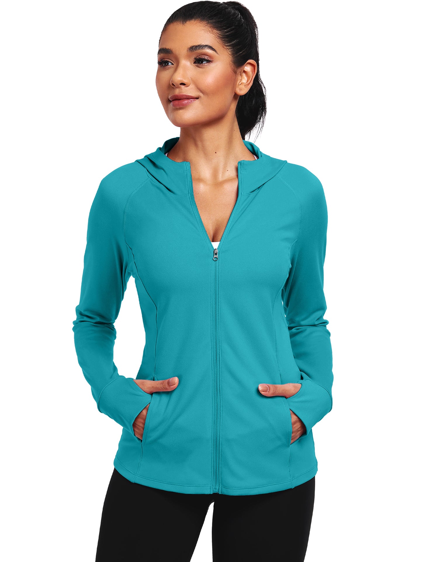 NELEUS Womens Hooded Athletic Jackets Workout Jacket Full Zip with Thumb Holes and Pockets