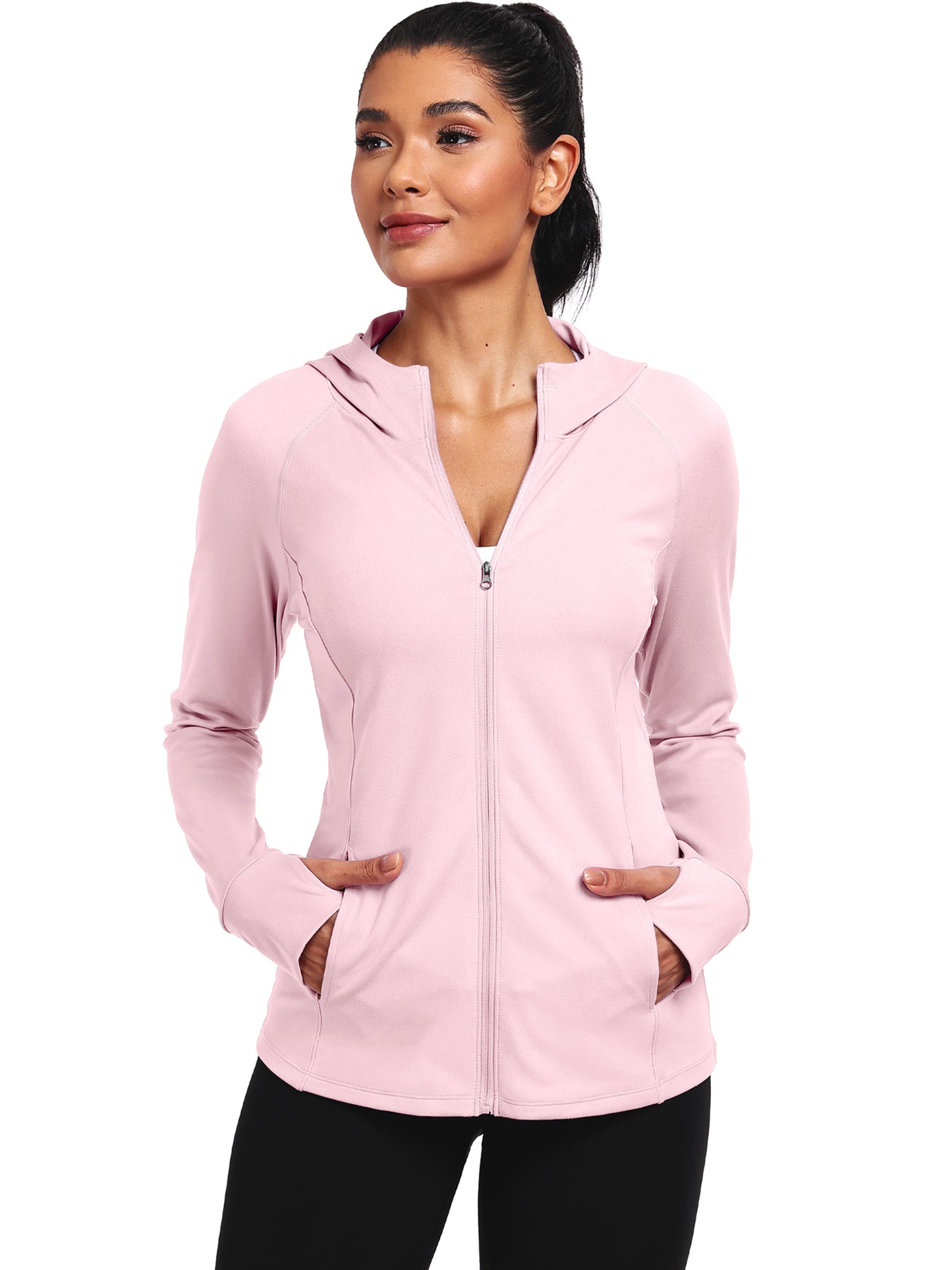 NELEUS Womens Hooded Athletic Jackets Workout Jacket Full Zip with Thumb Holes and Pockets
