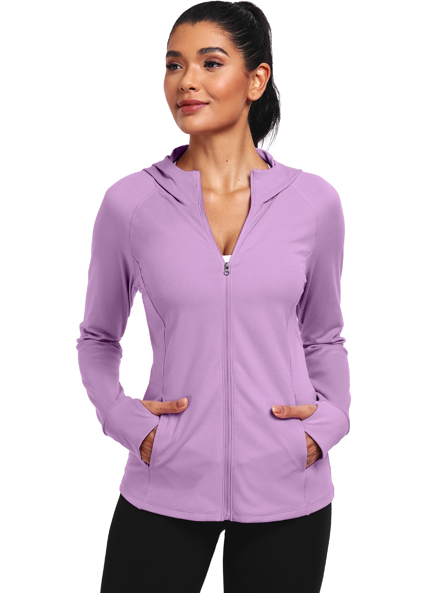 NELEUS Womens Hooded Athletic Jackets Workout Jacket Full Zip with Thumb Holes and Pockets