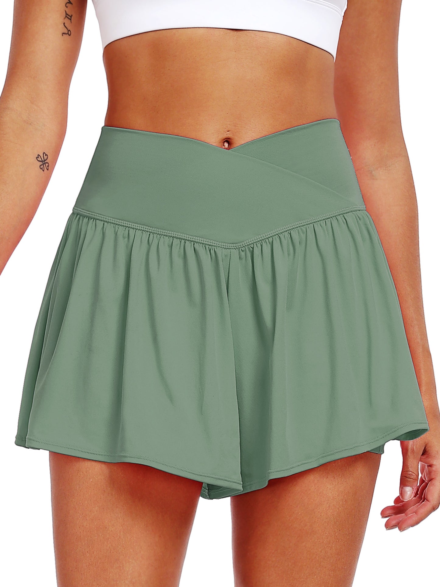 NELEUS Womens Athletic Shorts 2 in 1 Flowy Crossover Running Shorts with Pockets Workout Shorts