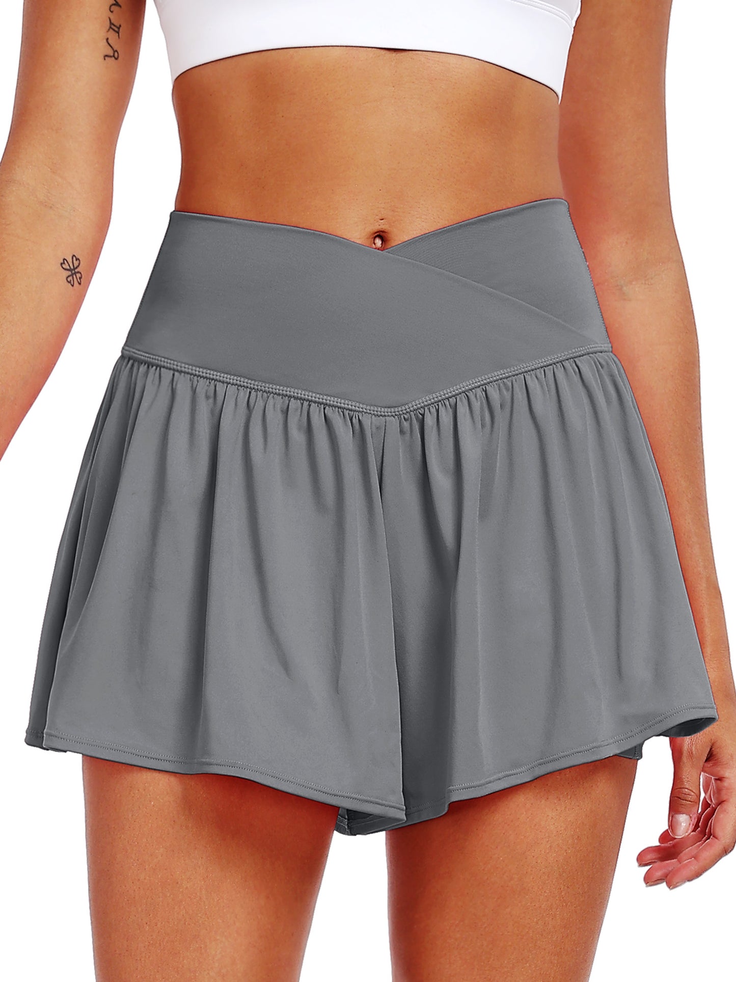 NELEUS Womens Athletic Shorts 2 in 1 Flowy Crossover Running Shorts with Pockets Workout Shorts