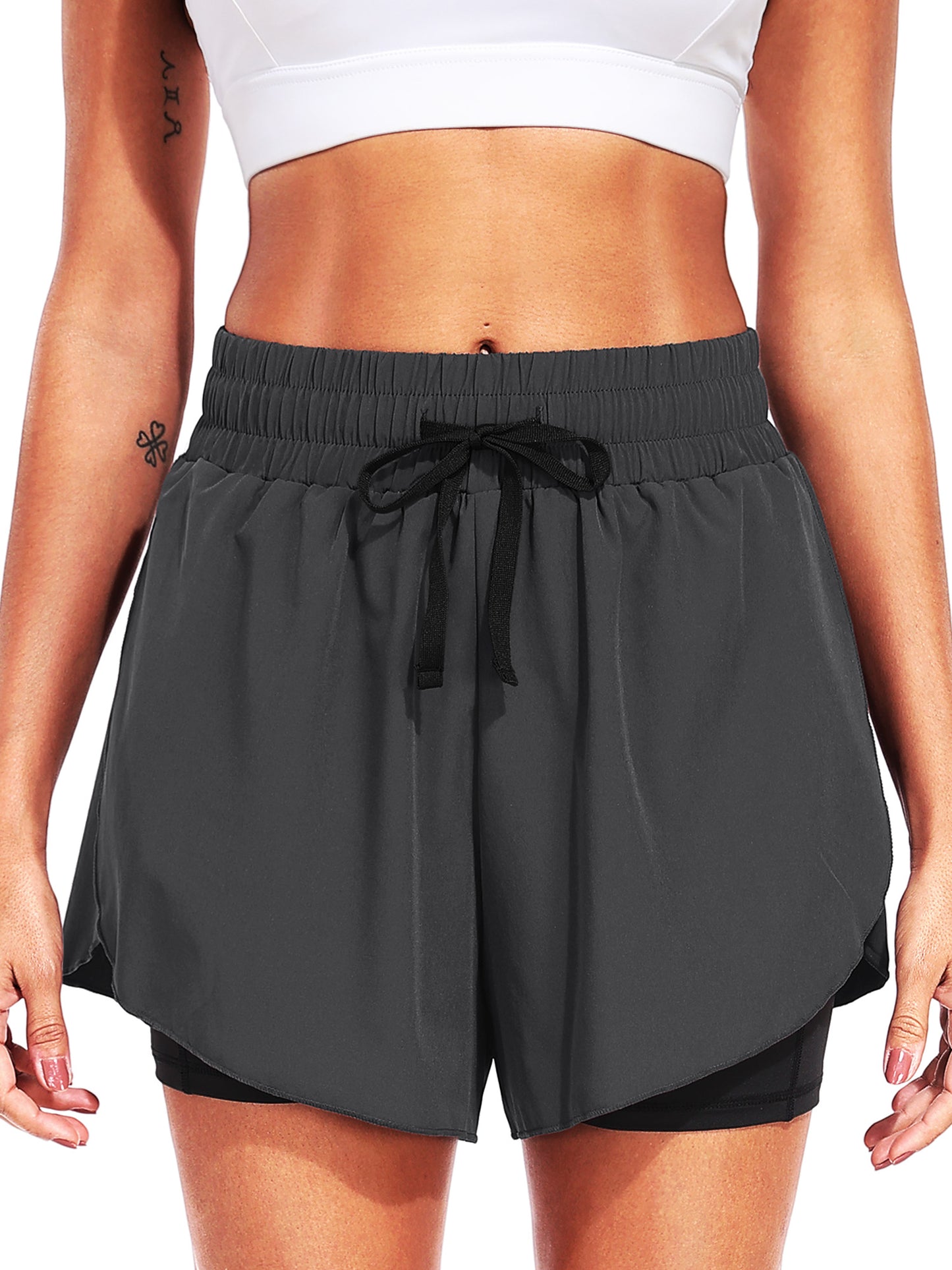 NELEUS Womens Athletic Workout Shorts 2 in 1 High Waist for Running Casual Short with Pockets