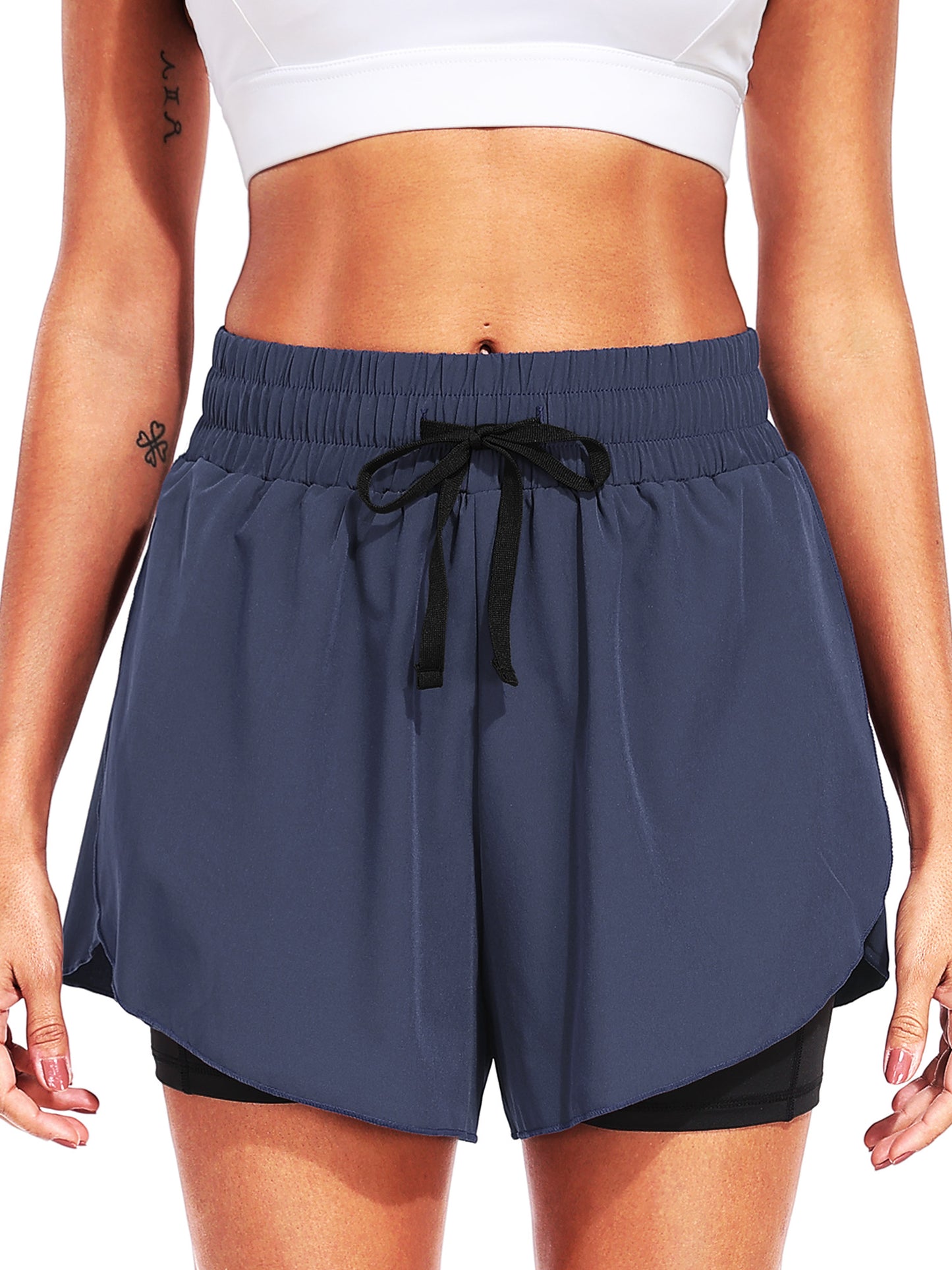 NELEUS Womens Athletic Workout Shorts 2 in 1 High Waist for Running Casual Short with Pockets