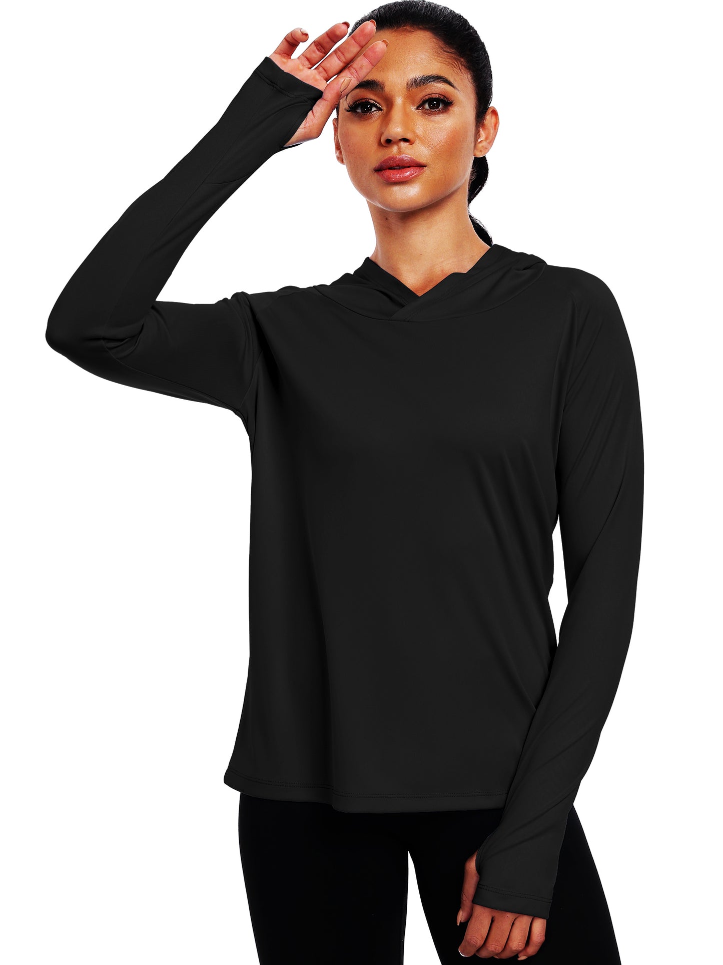 NELEUS Womens UPF 50+ Workout Long Sleeve Shirt Sun Protection Breathable Hooded with Thumb Holes