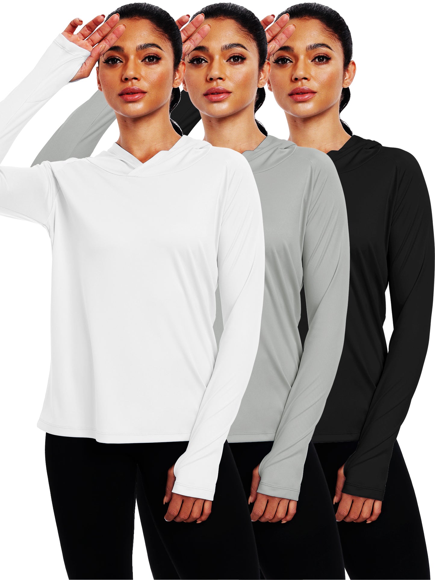 NELEUS Womens UPF 50+ Workout Long Sleeve Shirt Sun Protection Breathable Hooded with Thumb Holes