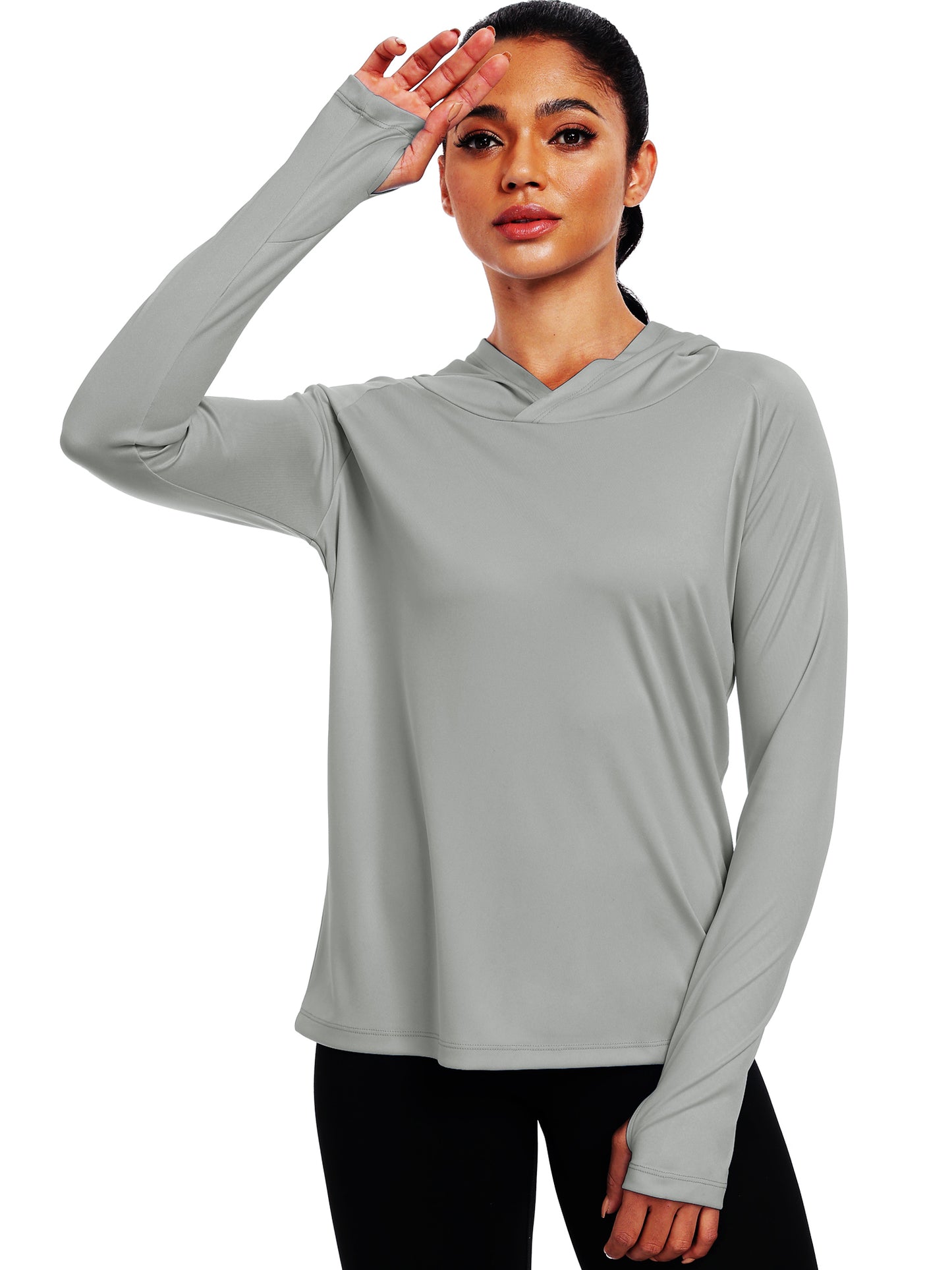 NELEUS Womens UPF 50+ Workout Long Sleeve Shirt Sun Protection Breathable Hooded with Thumb Holes