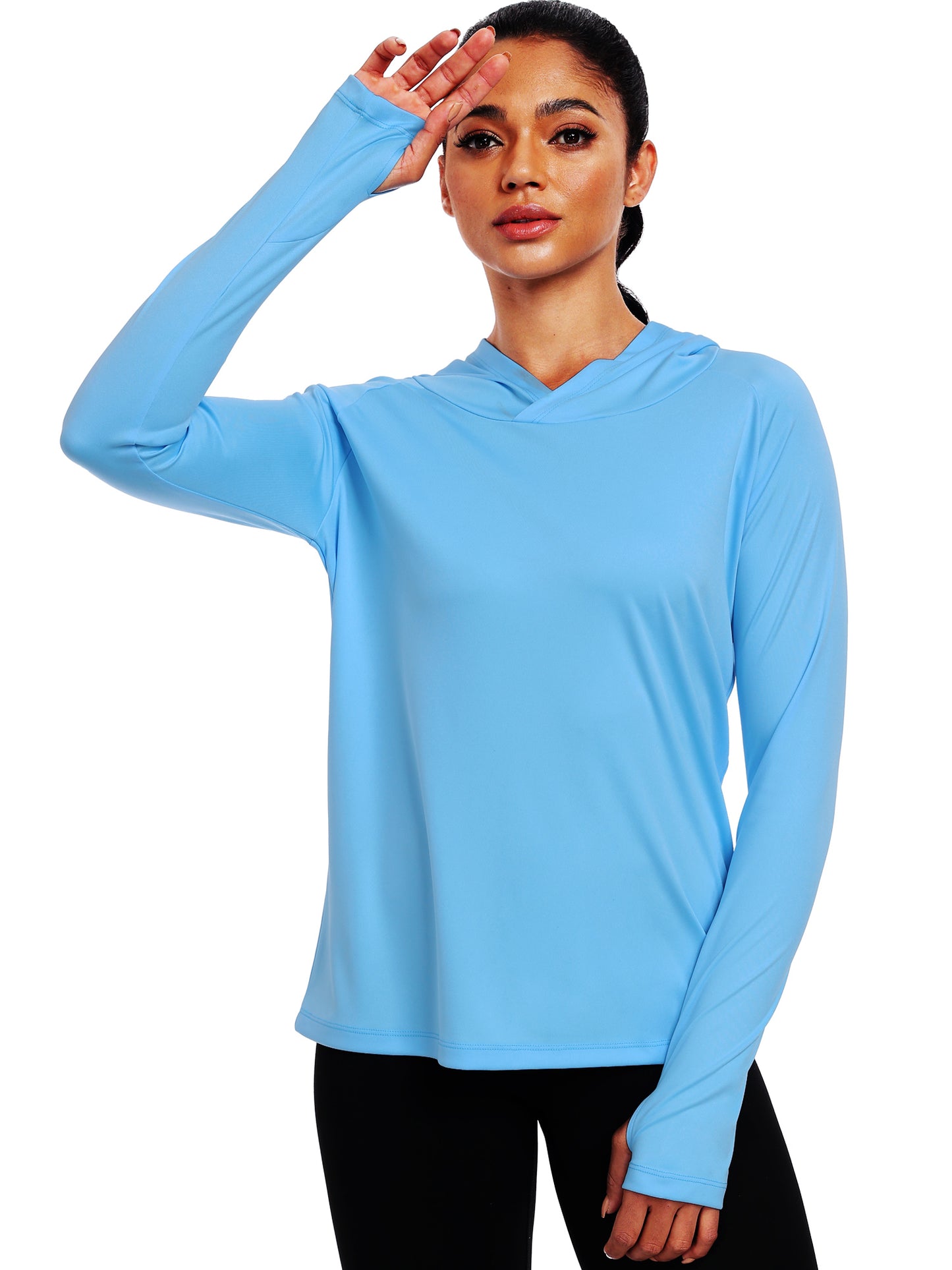 NELEUS Womens UPF 50+ Workout Long Sleeve Shirt Sun Protection Breathable Hooded with Thumb Holes