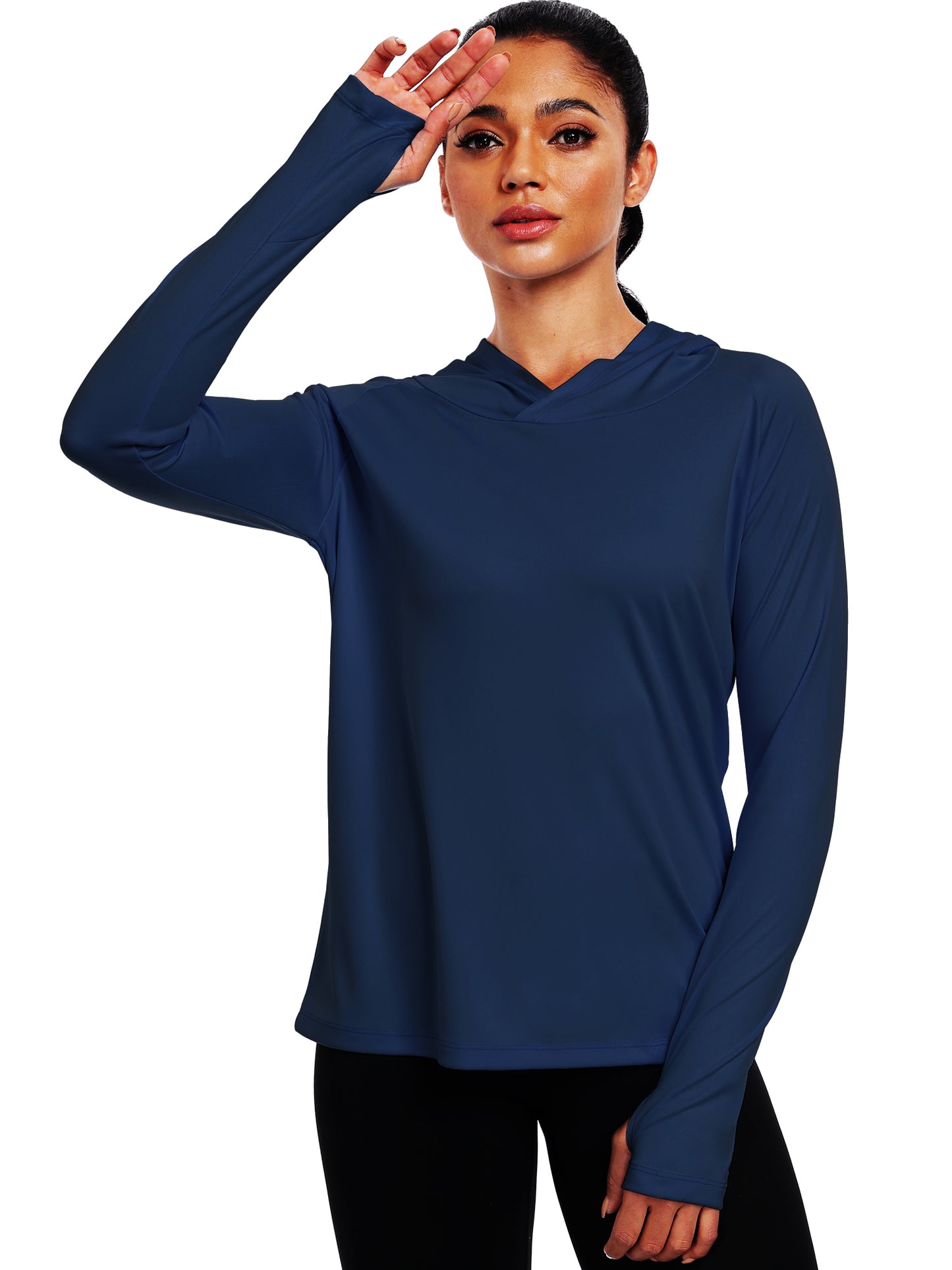 NELEUS Womens UPF 50+ Workout Long Sleeve Shirt Sun Protection Breathable Hooded with Thumb Holes