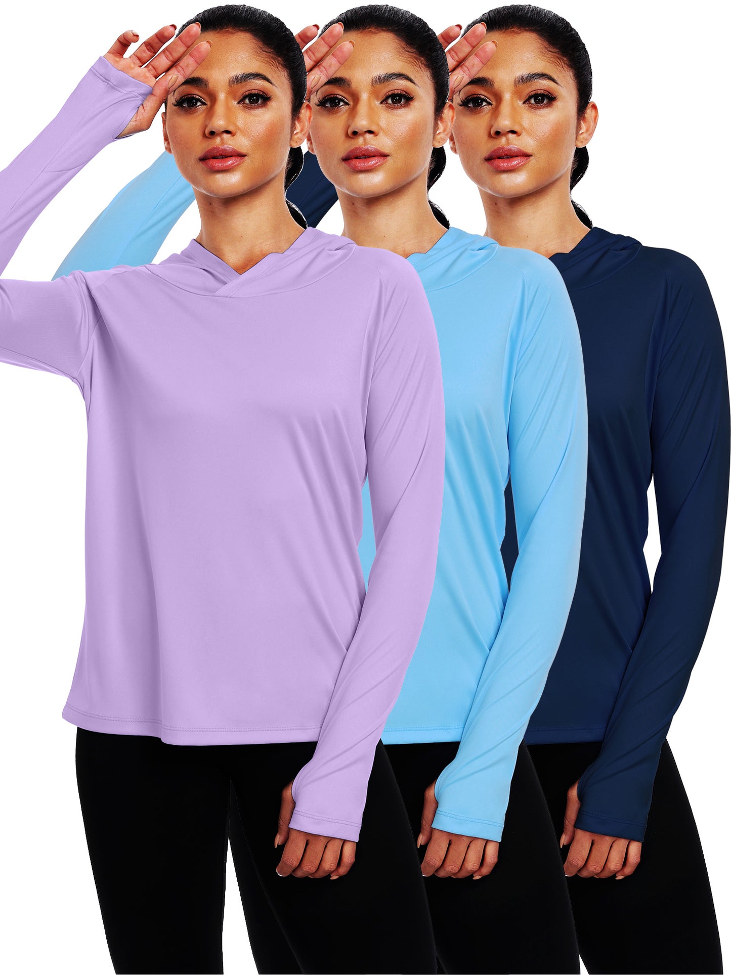 NELEUS Womens UPF 50+ Workout Long Sleeve Shirt Sun Protection Breathable Hooded with Thumb Holes