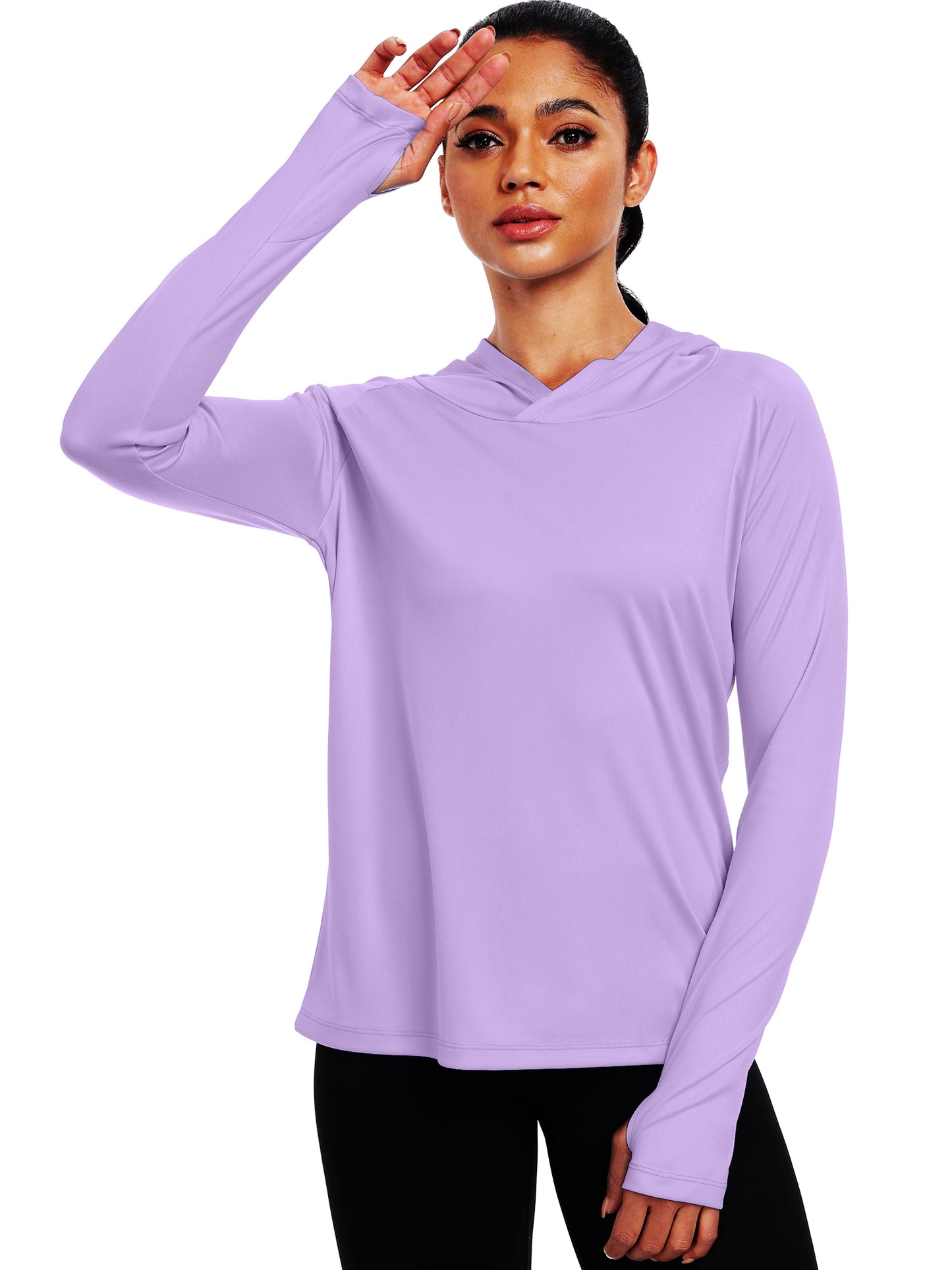 NELEUS Womens UPF 50+ Workout Long Sleeve Shirt Sun Protection Breathable Hooded with Thumb Holes