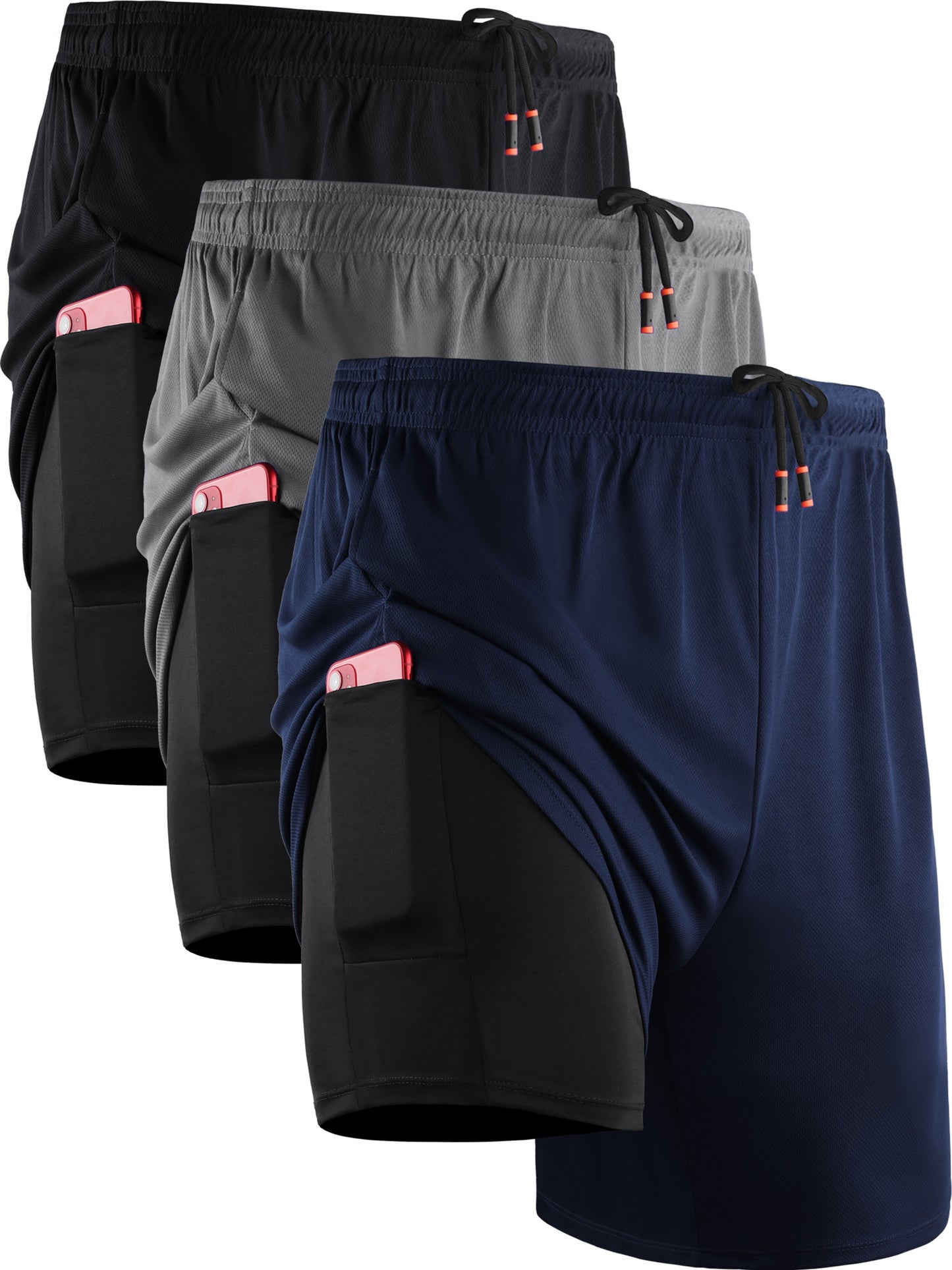 NELEUS Mens 2 in 1 Dry Fit Workout Shorts with Liner and Pockets